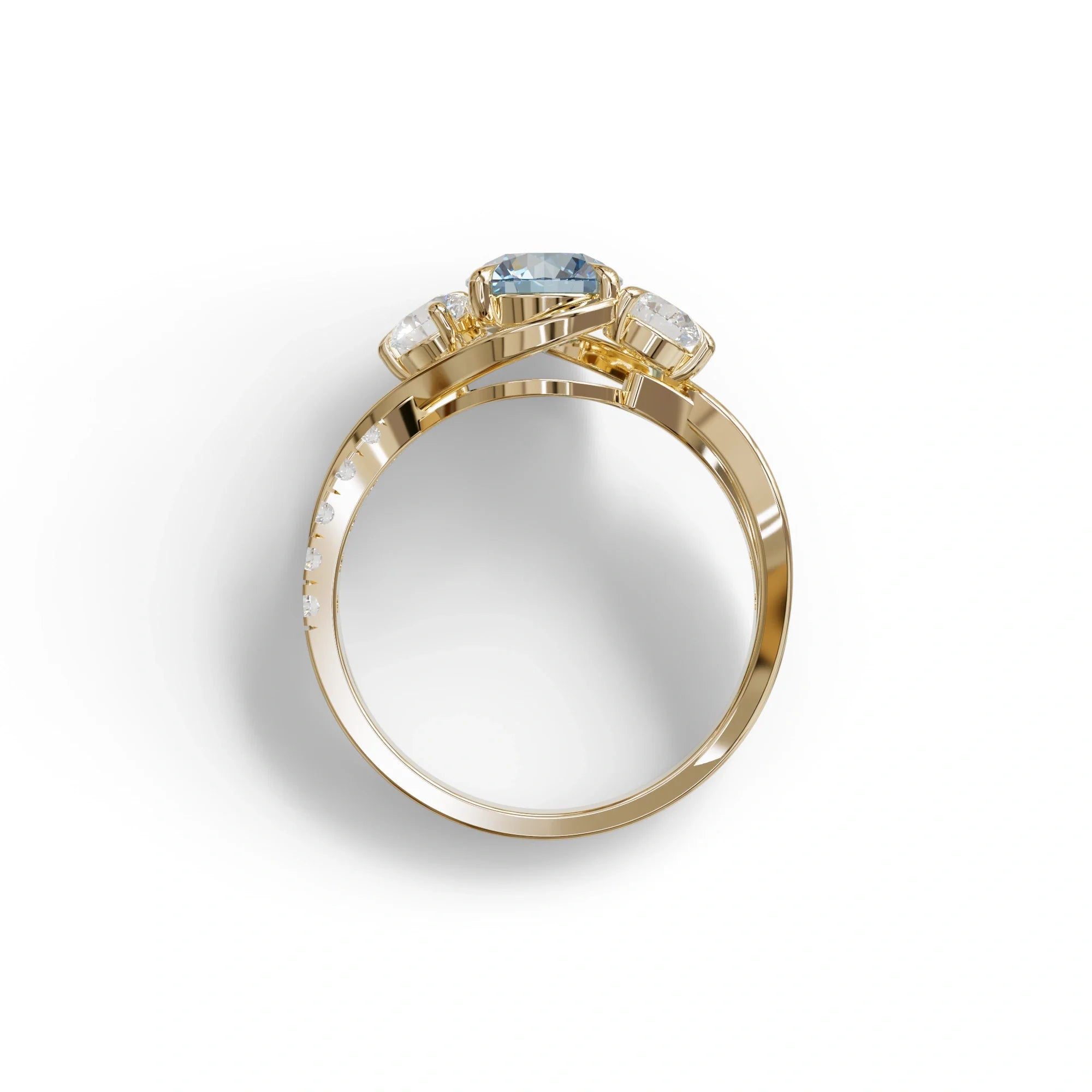 2 Carat Blue Lab Grown Diamond Round Engagement Ring - Giverny