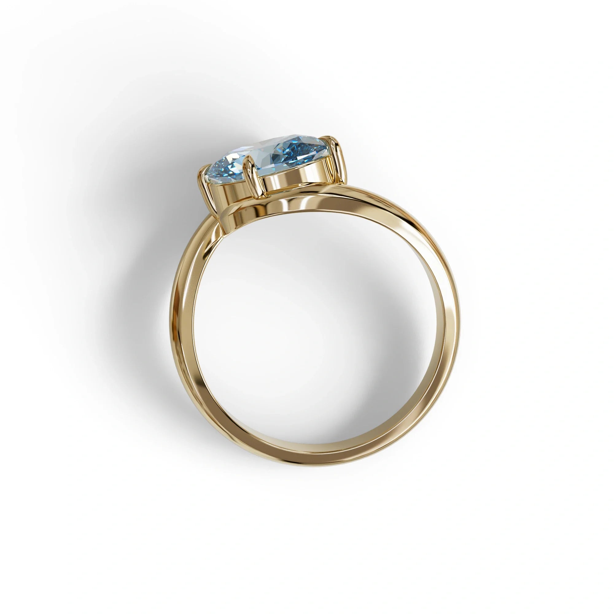 2 Carat Fancy Vivid Blue Oval Cut Lab Diamond Ring - Estella