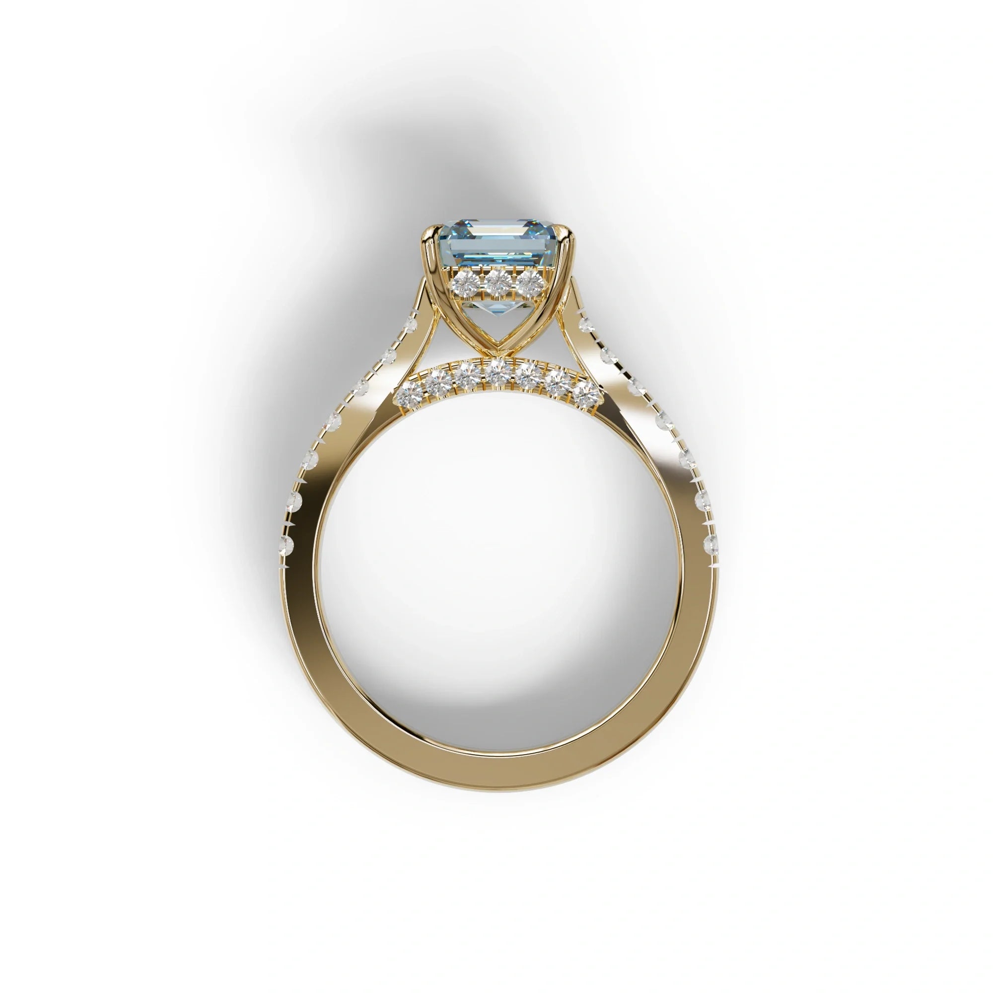 2 Carat Fancy Vivid Blue Asscher Cut Lab Grown Diamond Engagement Ring | Hidden Halo & Pave - Kay