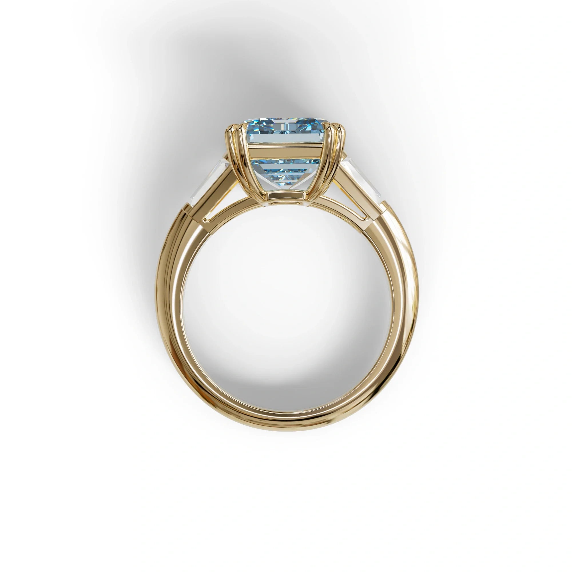 3 Carat Blue Emerald & Baguette Cut Multi Stone Lab Diamond Ring - Lami