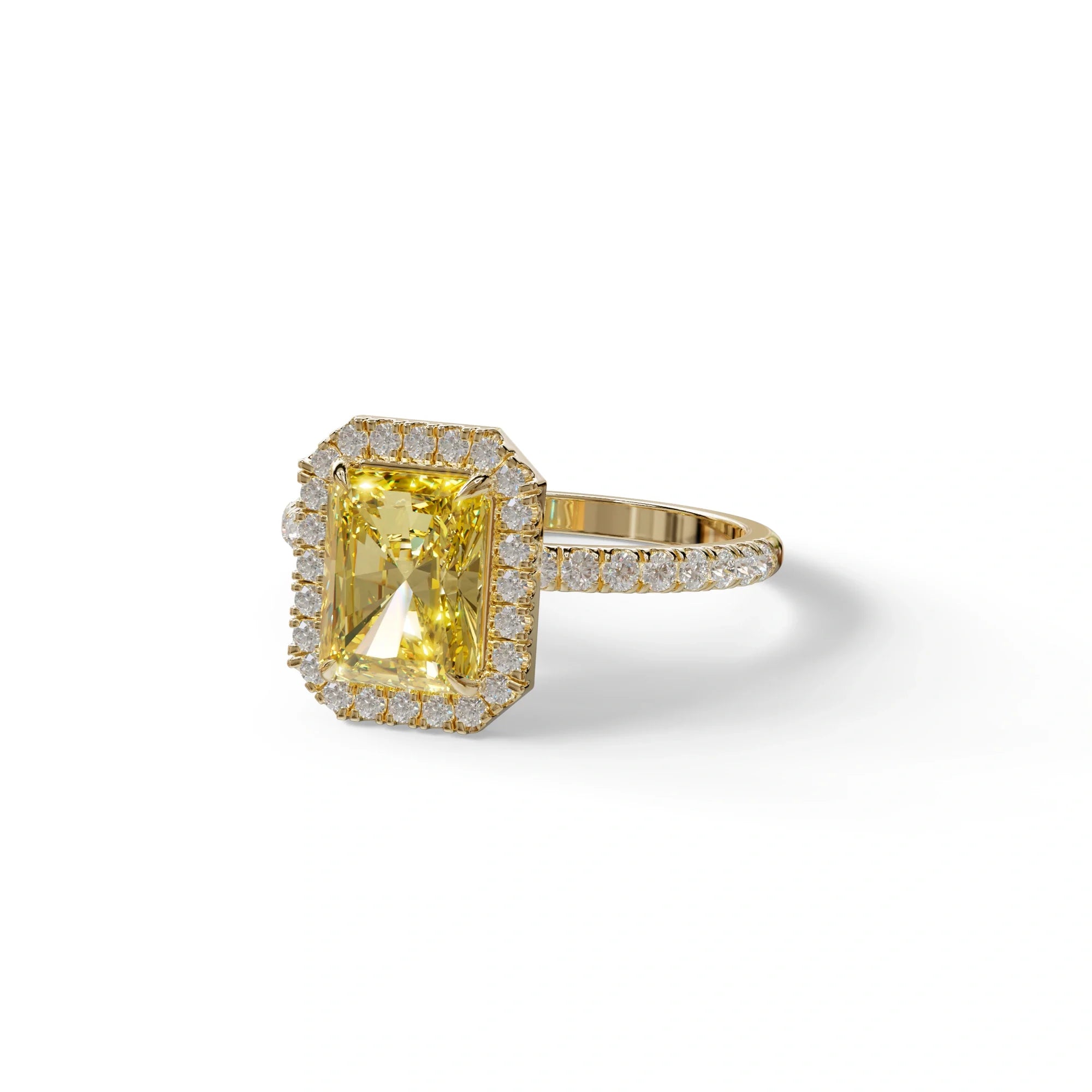 Yellow Radiant Cut Halo & Pave Lab Grown Diamond Engagement Ring - Madison