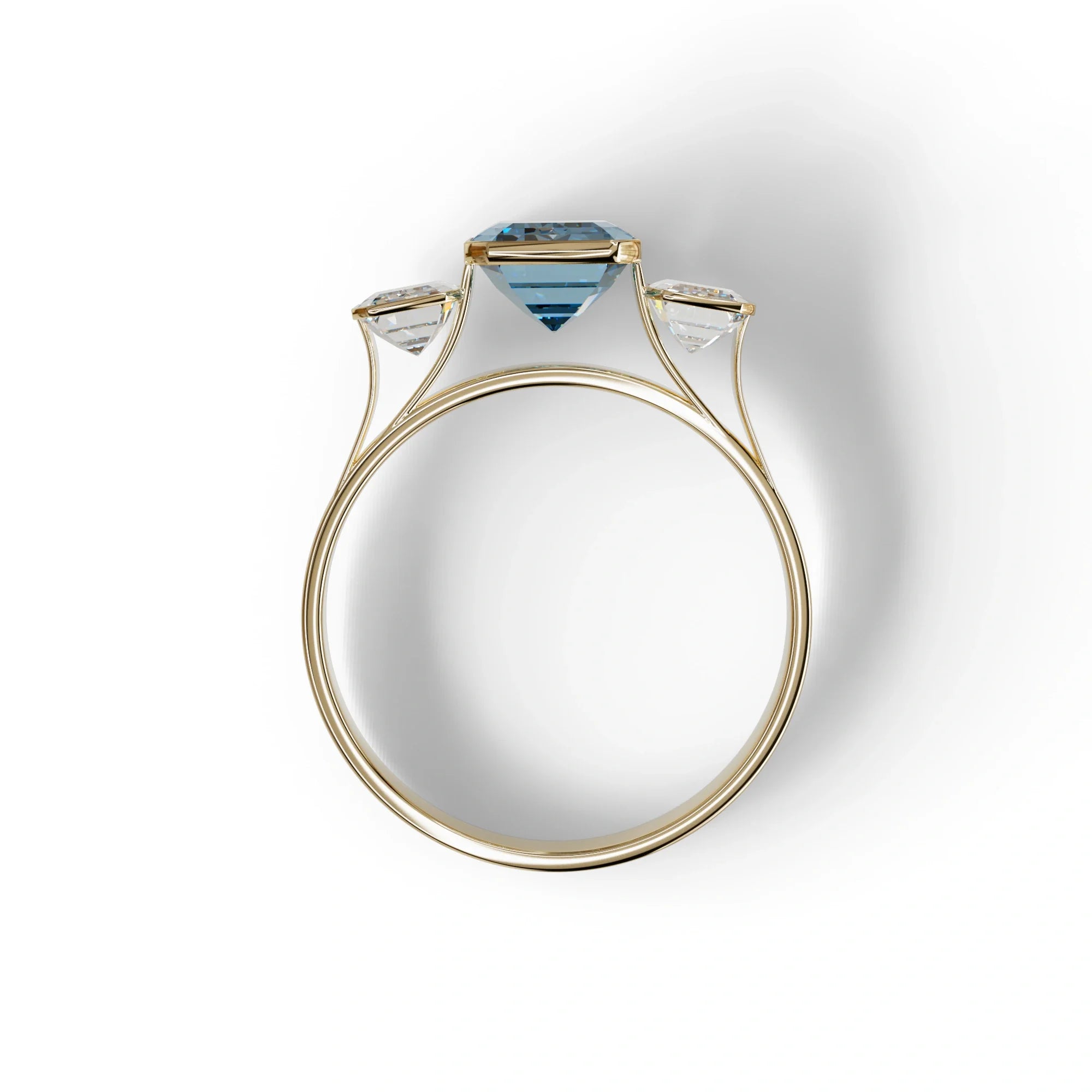 Three Stone 3 Carat Blue Lab Grown Diamond Engagement Ring - Elaris