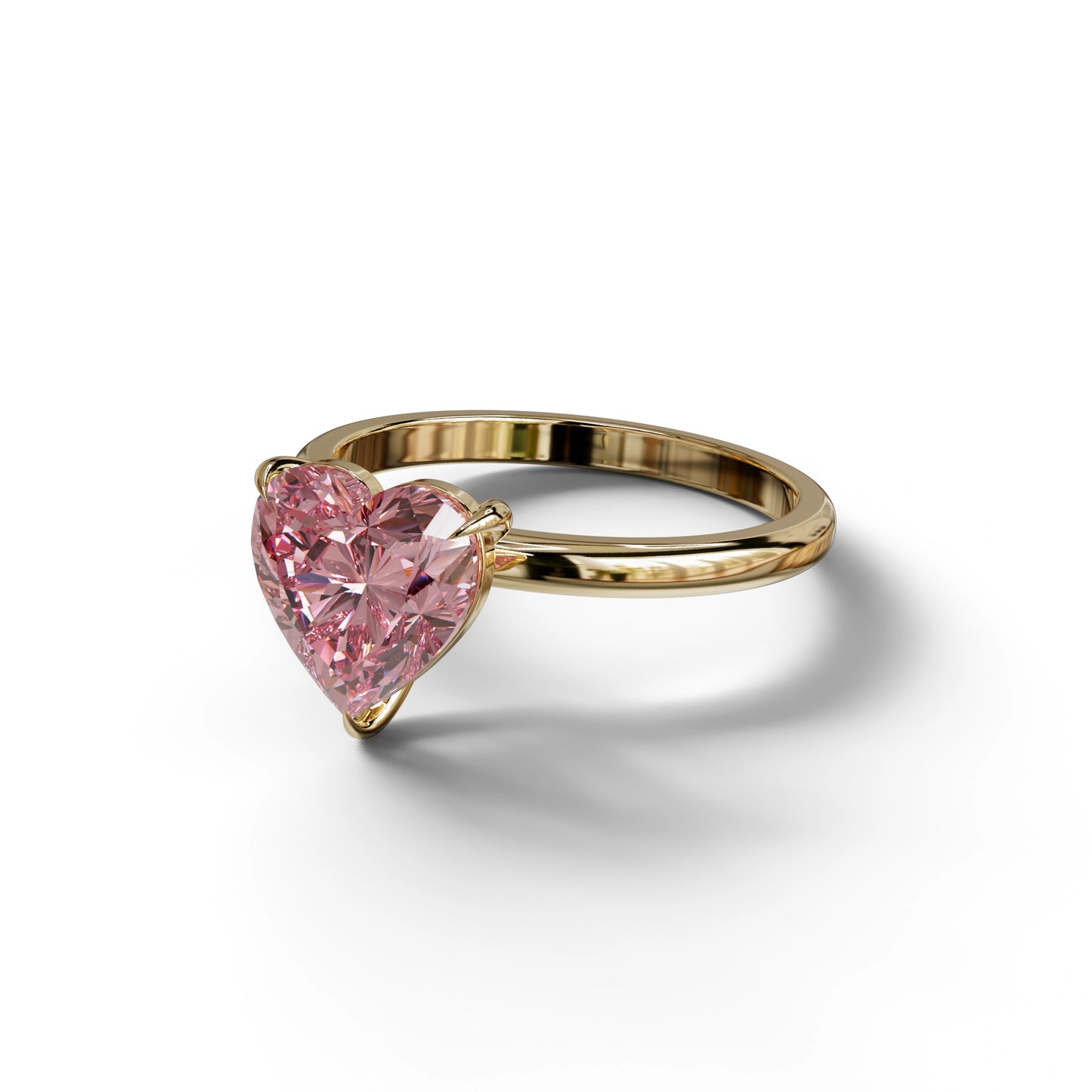 Fancy Pink Heart Cut Solitaire Lab Grown Diamond Engagement Ring - Mellow