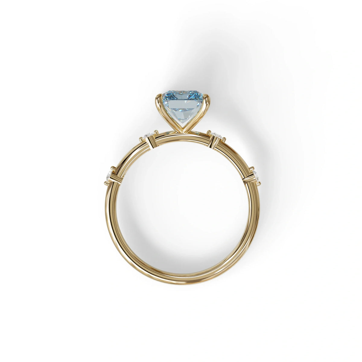 2 Ct Fancy Vivid Blue Radiant Cut Lab Grown Diamond Engagement Ring | Space-Chanel Setting - Elaria