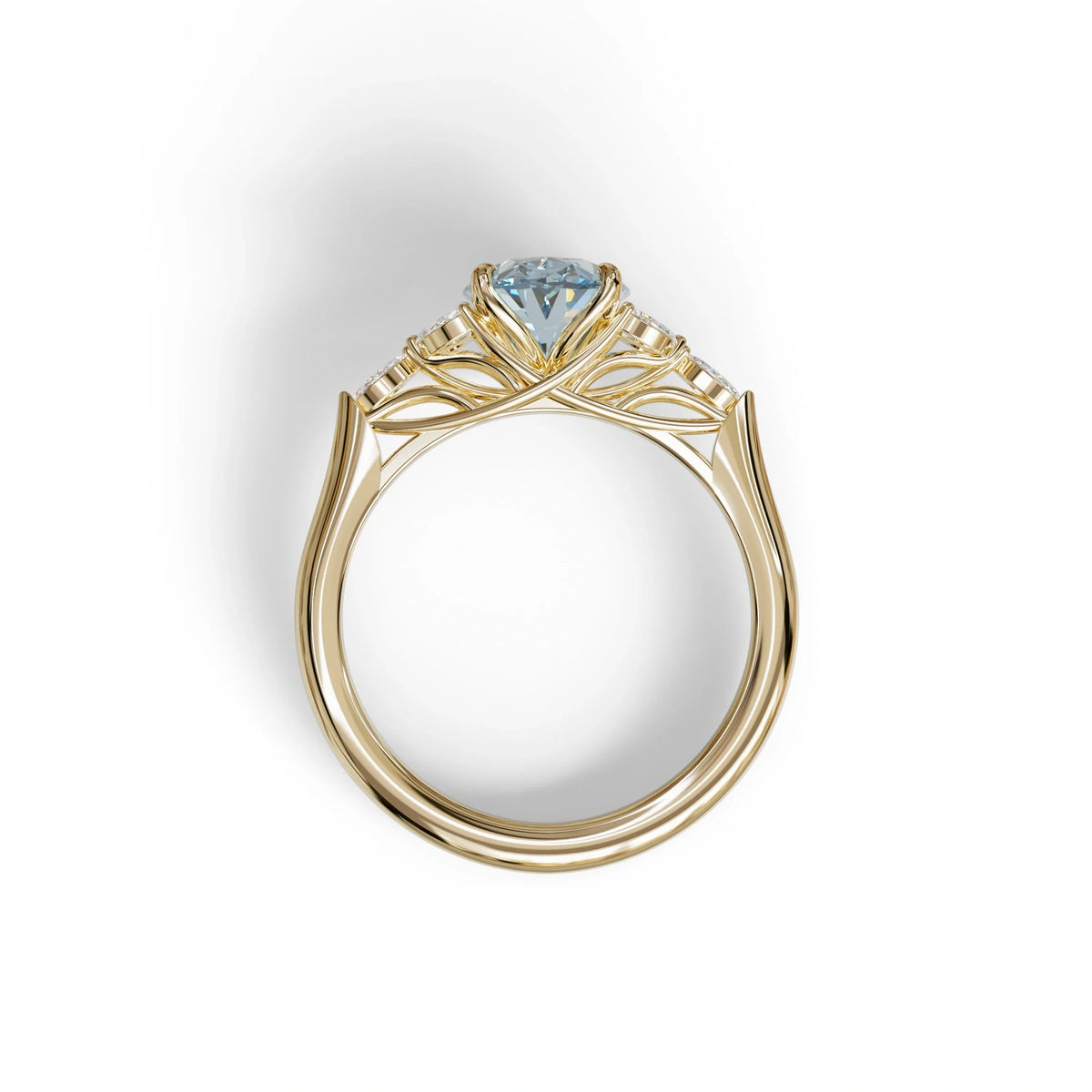 2.5 Carat Blue Lab Grown Diamond Engagement Ring · Oval Cut Nature-Inspired | Halcyon - view 7