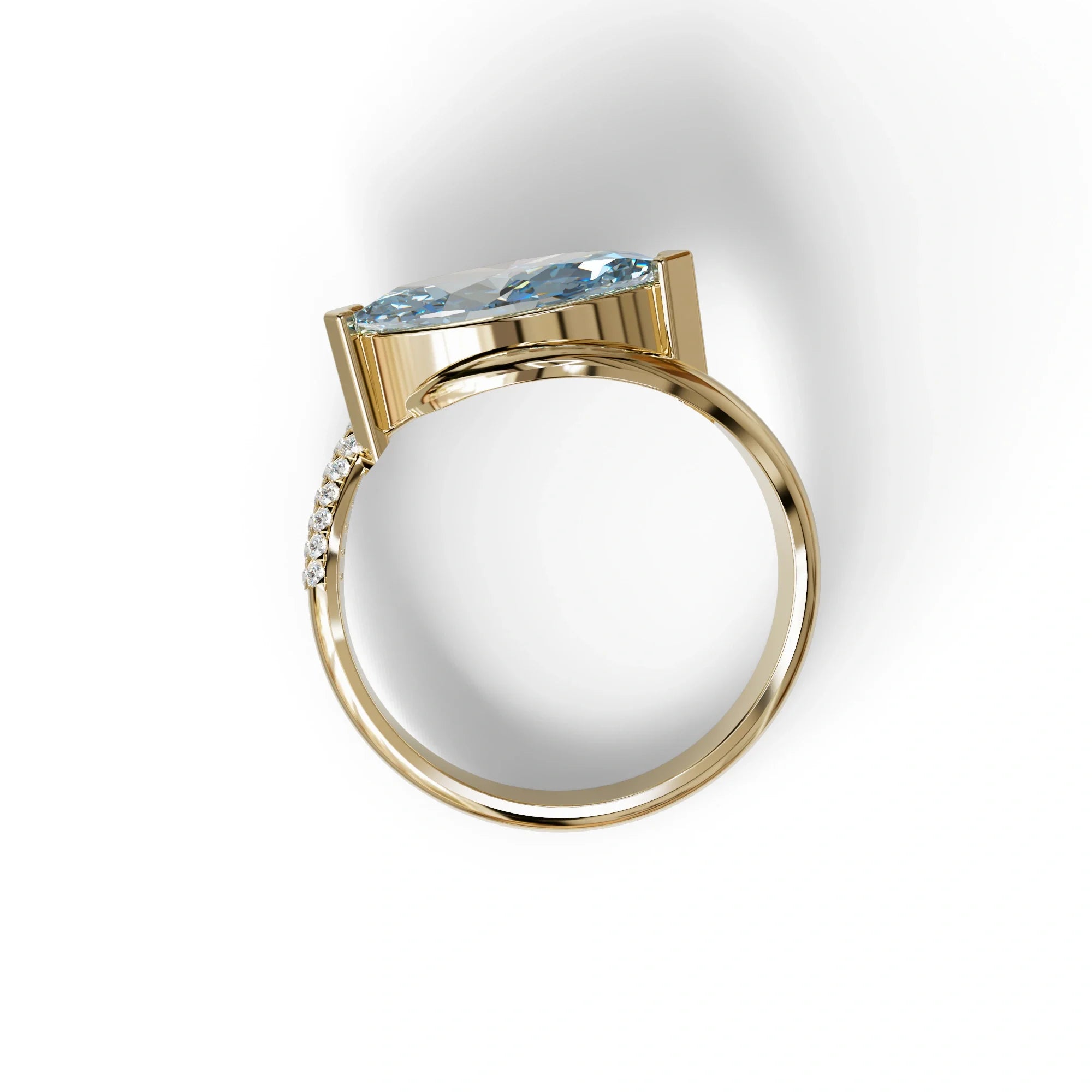 2 Carat Fancy Vivid Blue Marquise Cut Lab Grown Diamond Engagement Ring - Maya