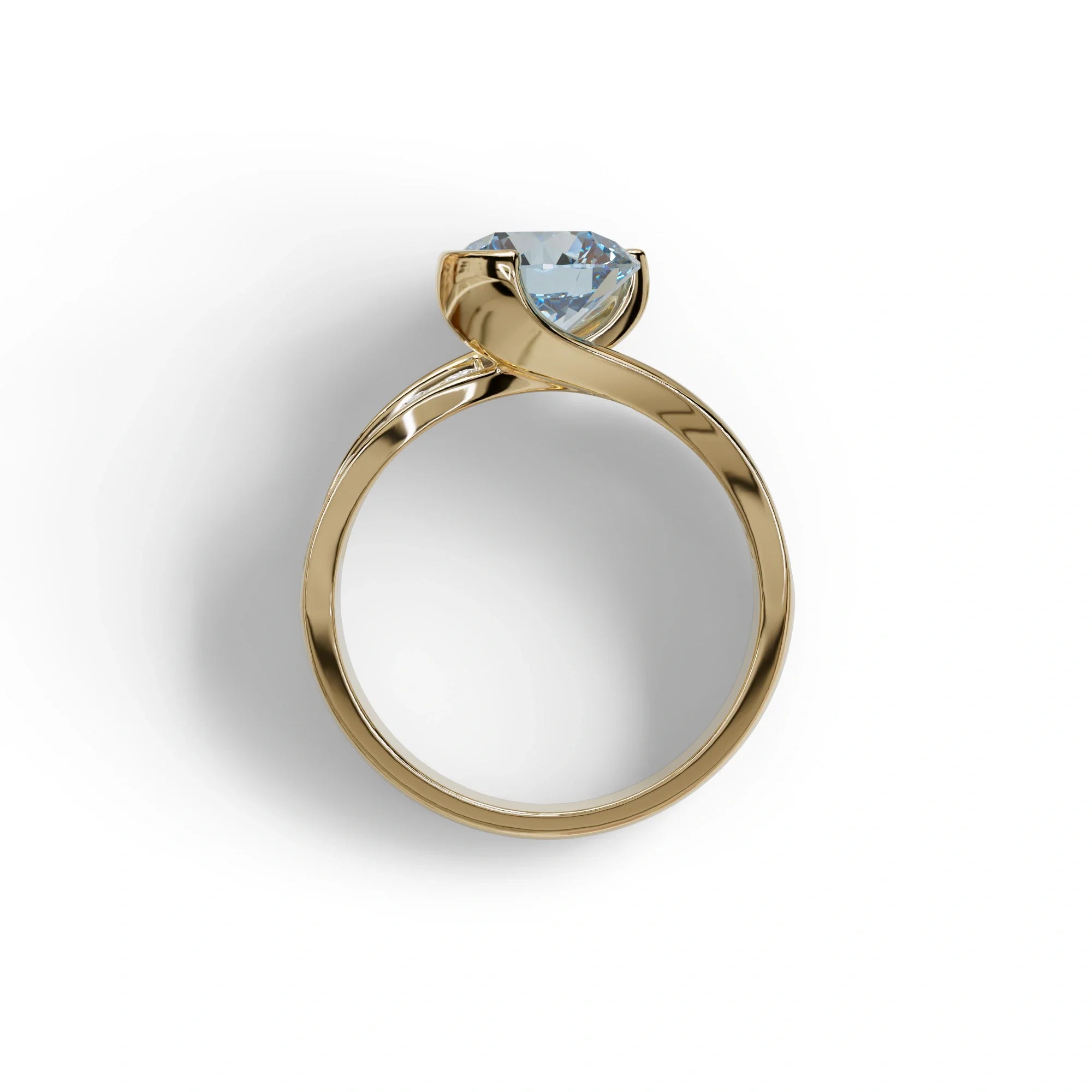 2 Carat Blue Round Shaped Channel Set Lab Diamond Engagement Ring - Avonlea