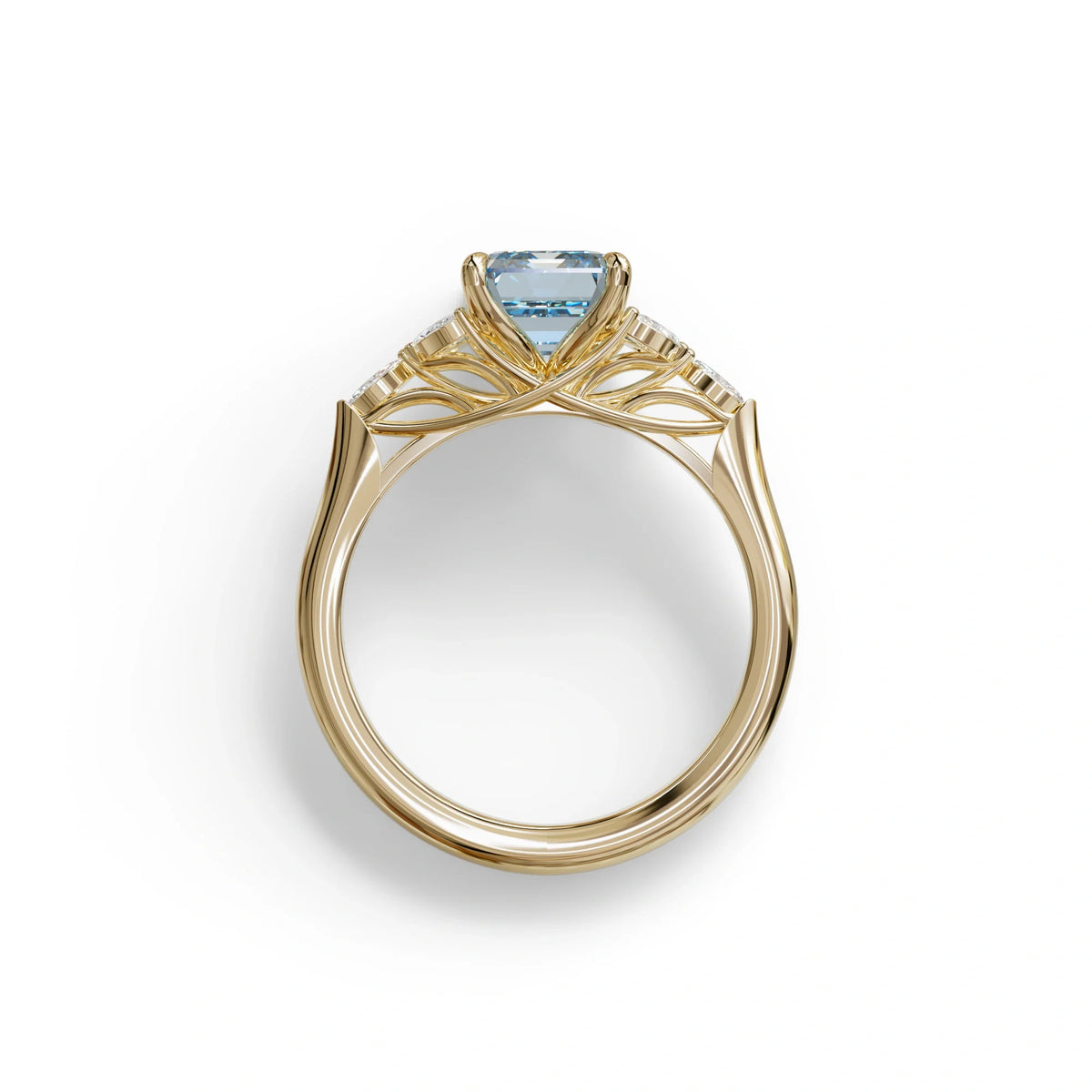 2.5 Carat Blue Lab Grown Diamond Engagement Ring · Emerald Cut Nature-Inspired | Verona - view 7