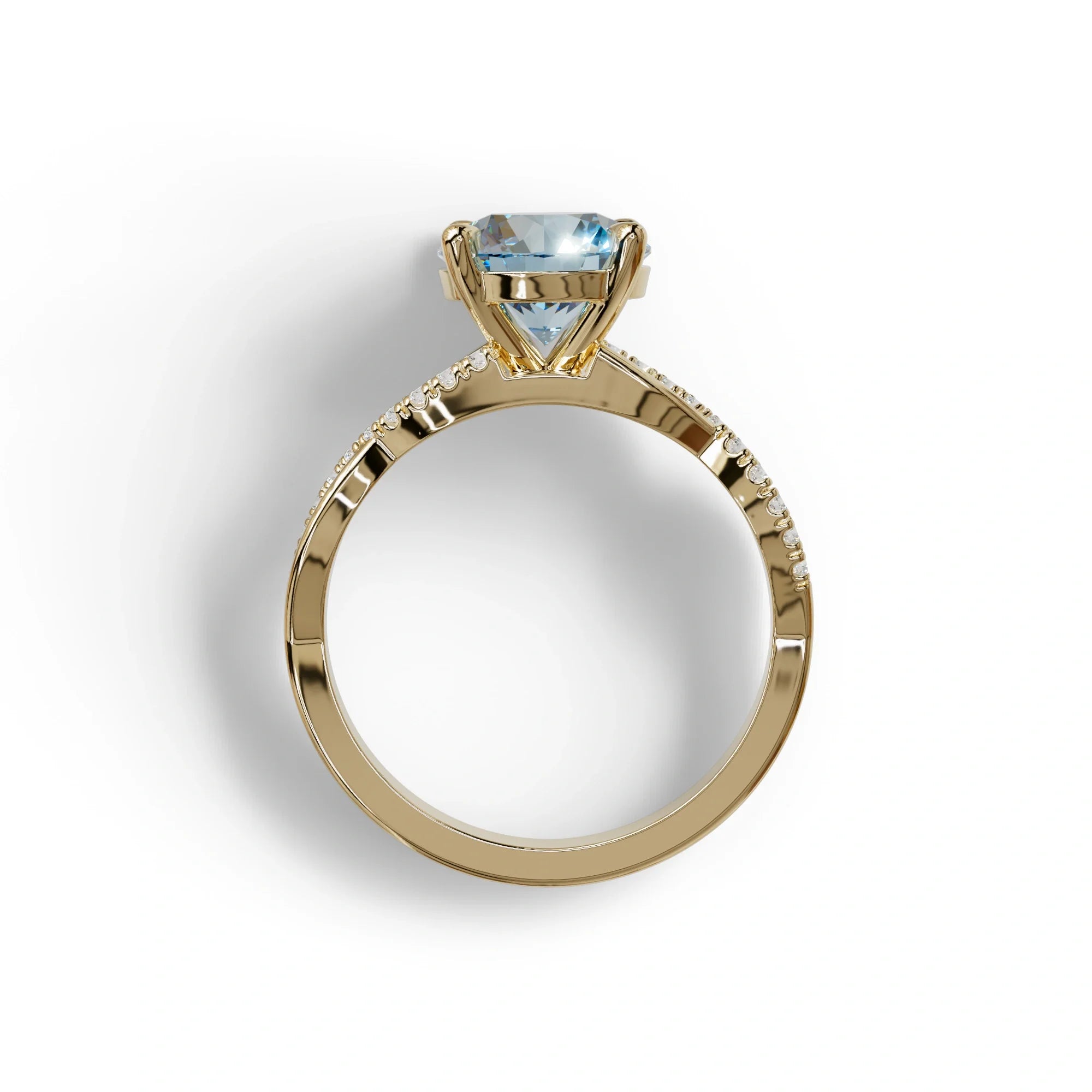 3 Carat Blue Round Cut Lab Diamond Ring - Infinity Cross