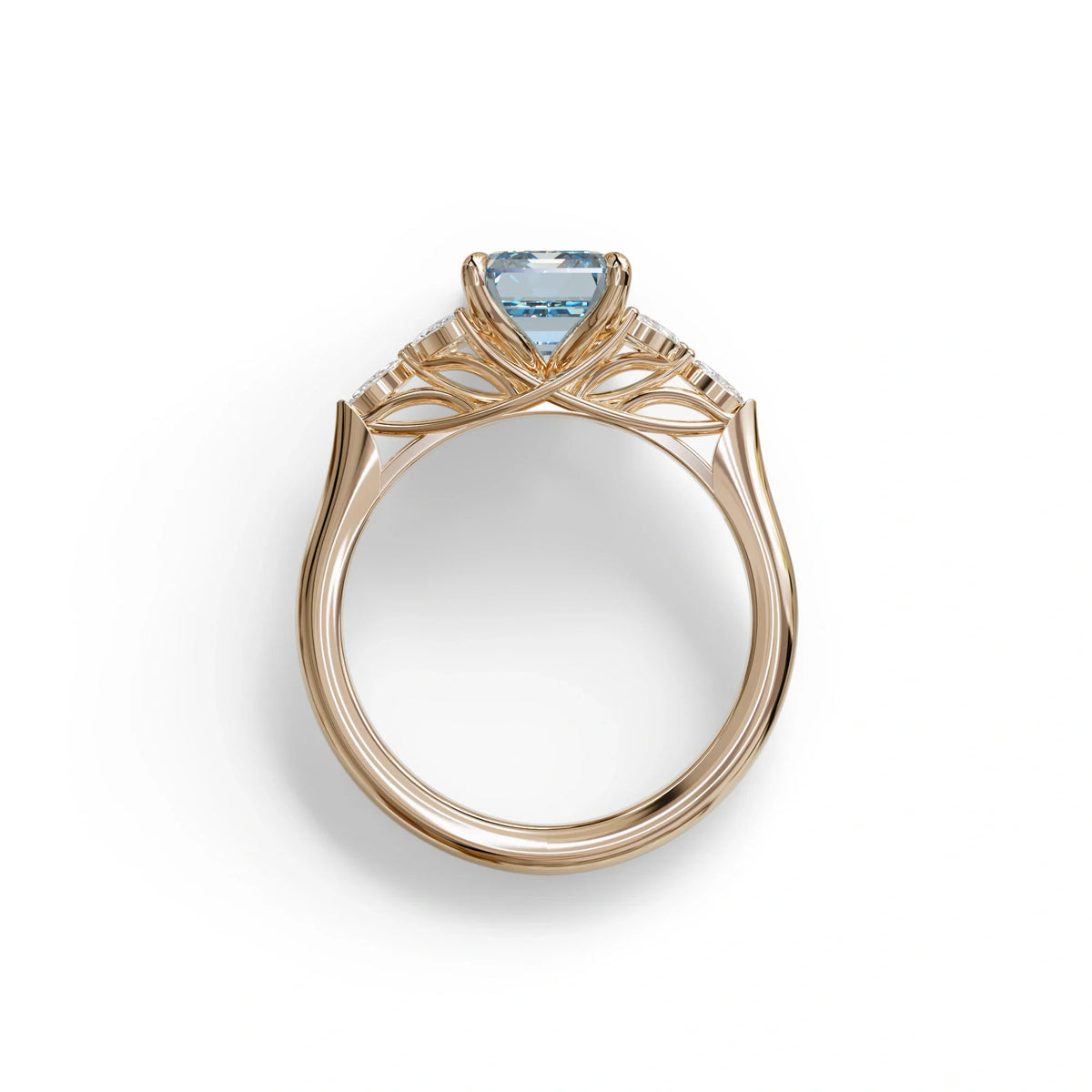 2.5 Carat Blue Lab Grown Diamond Engagement Ring · Emerald Cut Nature-Inspired | Verona - view 8