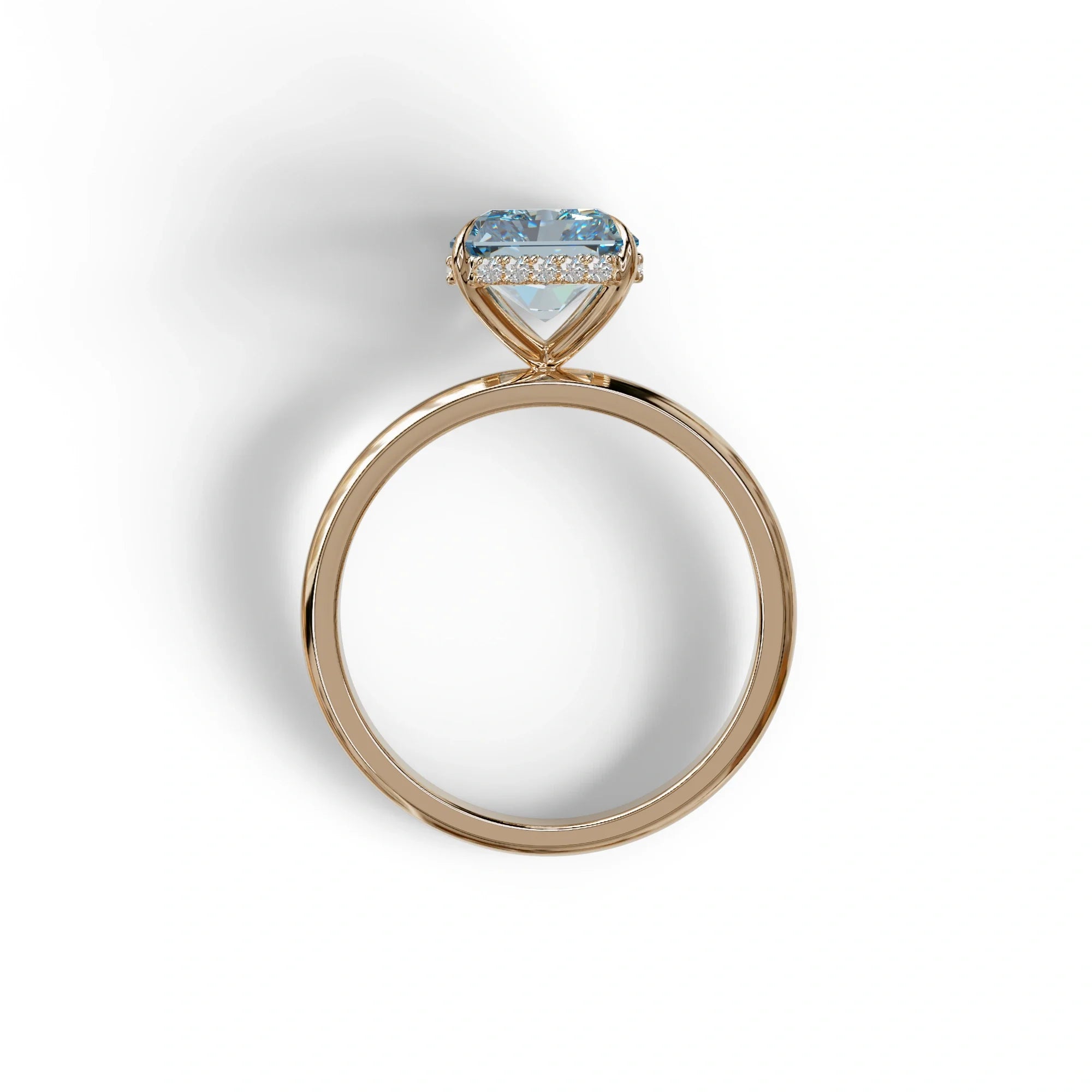 3 Carat Fancy Blue Radiant Cut Hidden Halo Lab Grown Diamond Engagement Ring