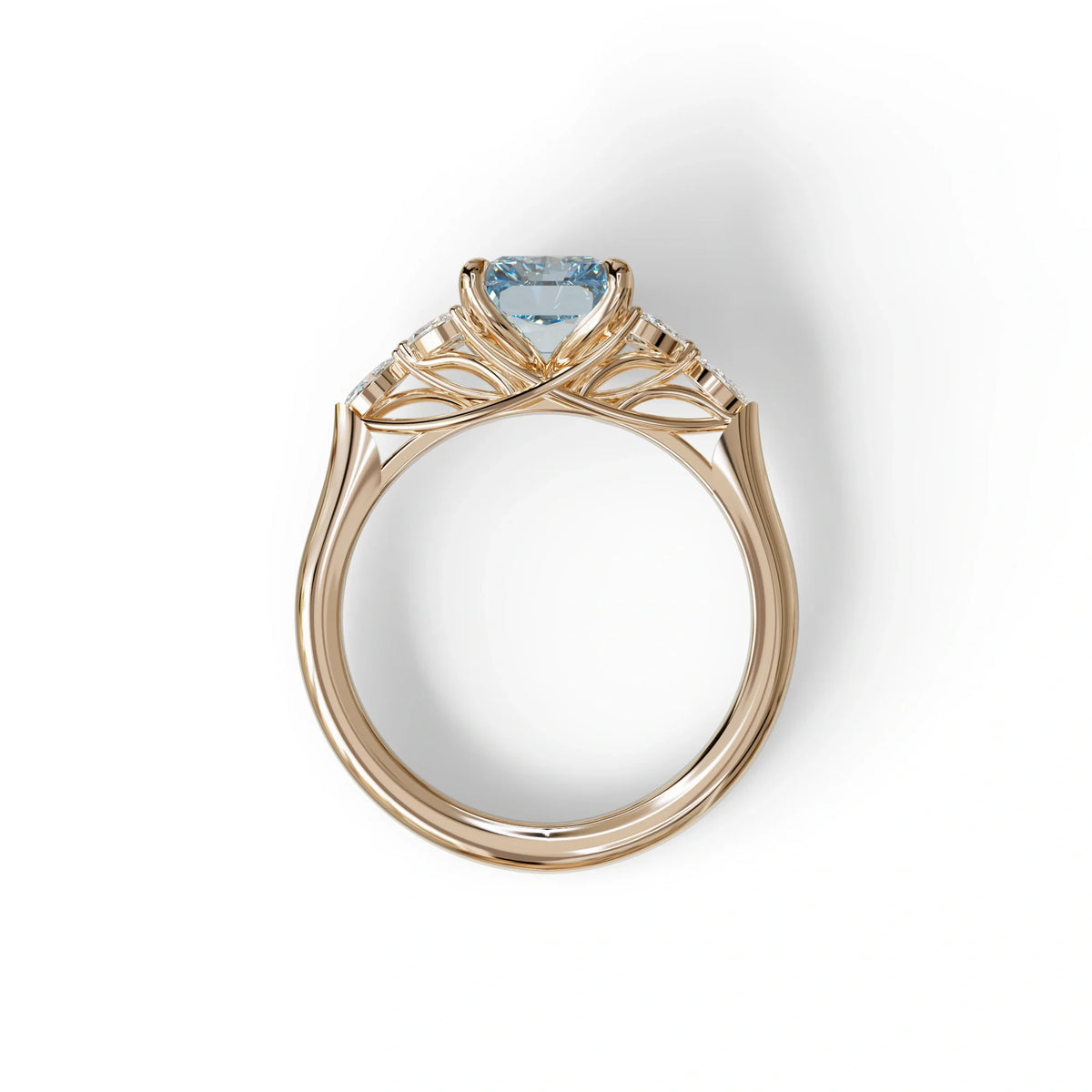 2.5 Carat Blue Lab Grown Diamond Engagement Ring · Radiant Cut Nature-Inspired | Aurora - view 8