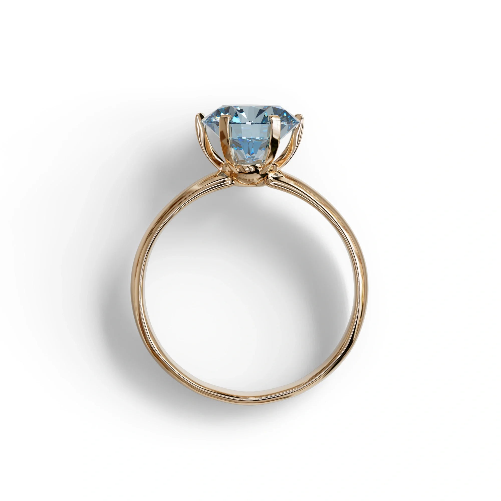 2 Carat Blue Round Cut Solitaire Lab Diamond Ring - Fury