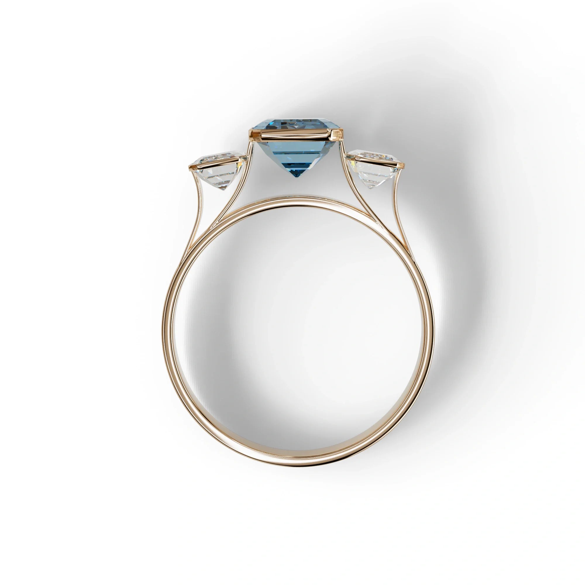 Three Stone 3 Carat Blue Lab Grown Diamond Engagement Ring - Elaris