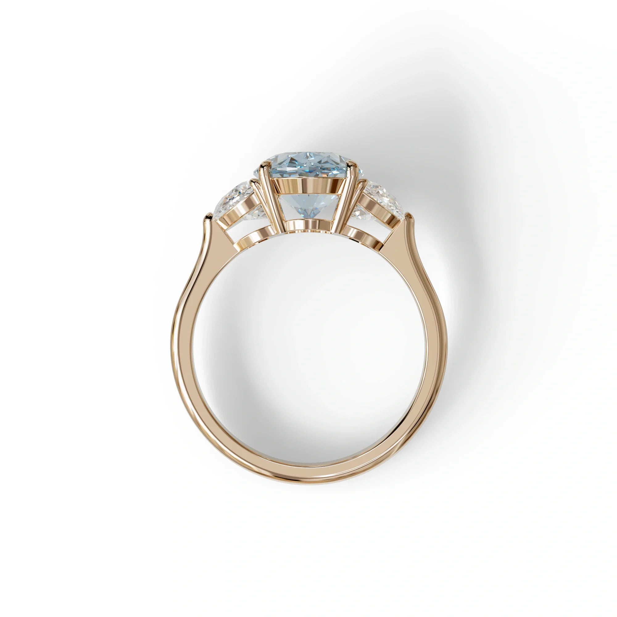 3 Carat Blue Lab Grown Diamond Engagement Ring · Oval Cut Three Stone | Constellation - view 8