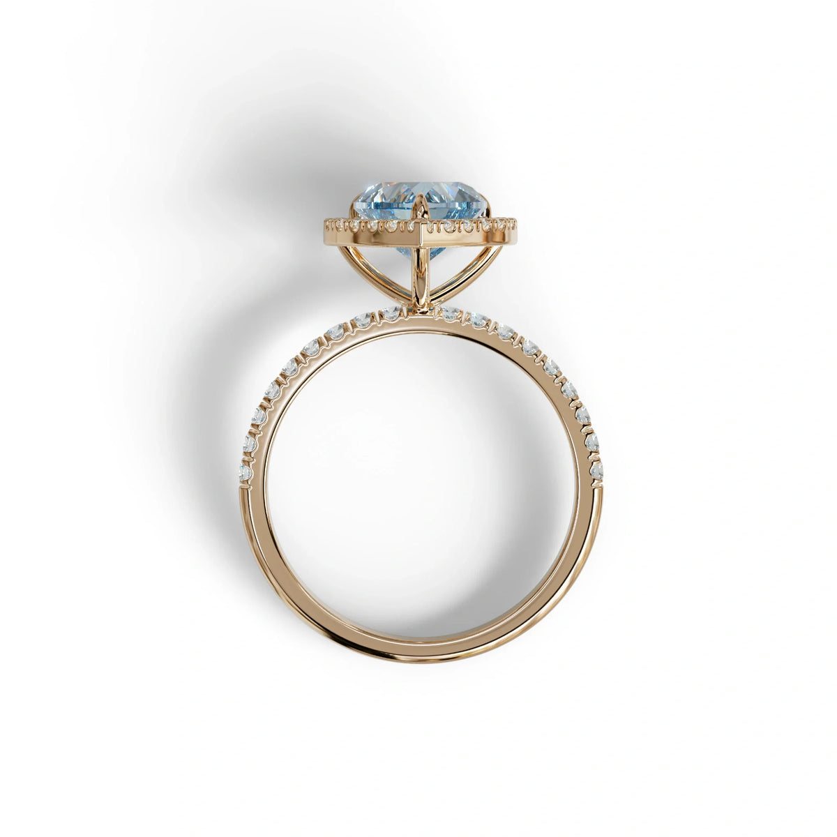 Blue Heart Cut Halo & Pavé Lab Grown Diamond Engagement Ring - Gelia