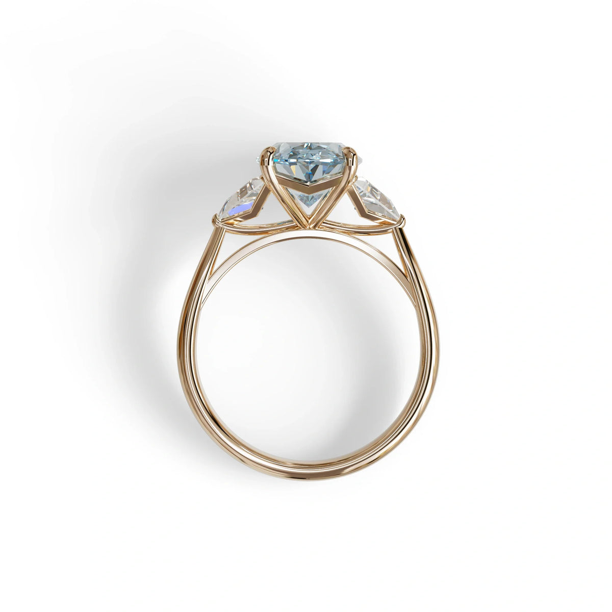 3Ct Blue Oval Cut Lab Grown Diamond Three Stone Engagement Ring - Myza