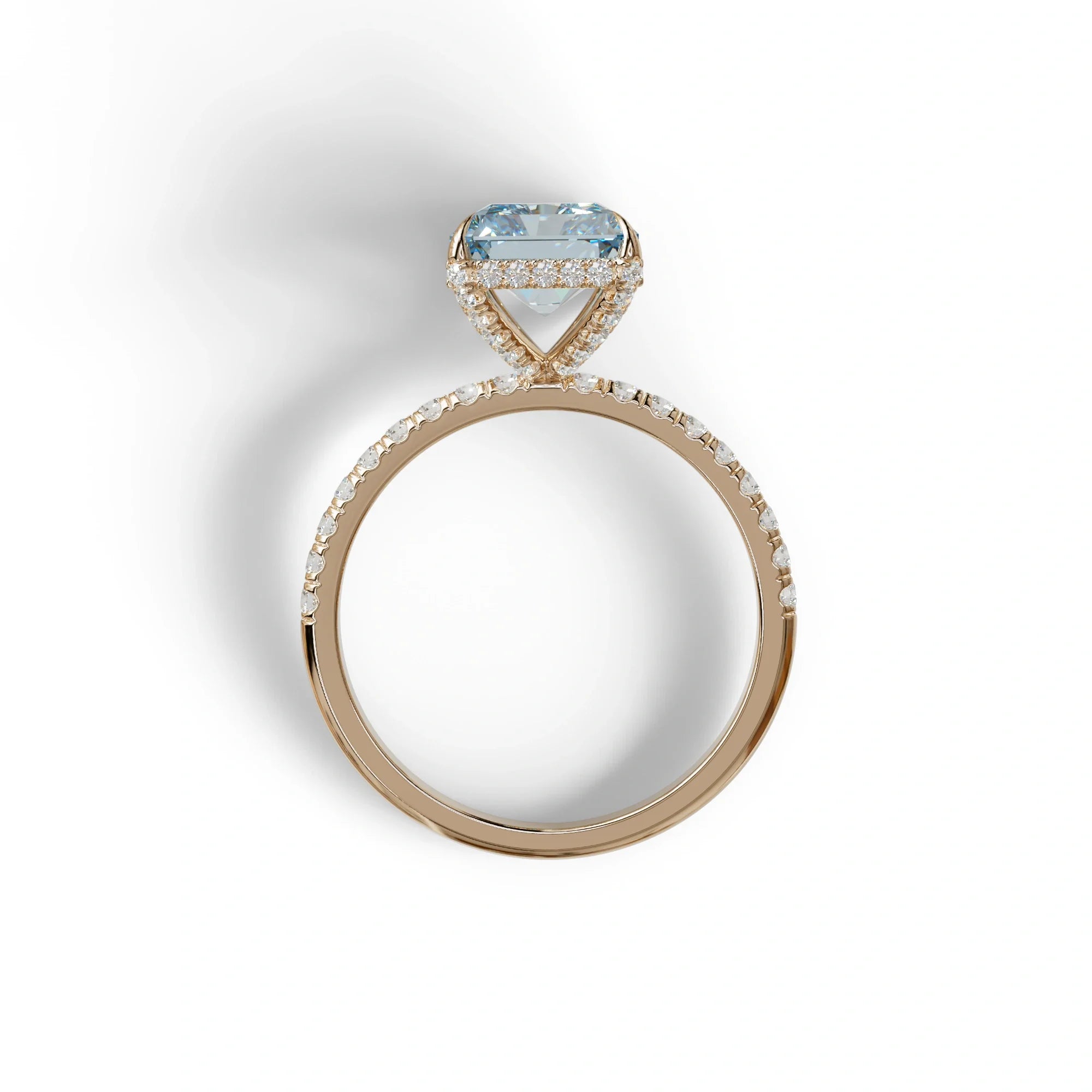 3 Ct Radiant Cut Blue Color Lab Diamond Ring - Monica