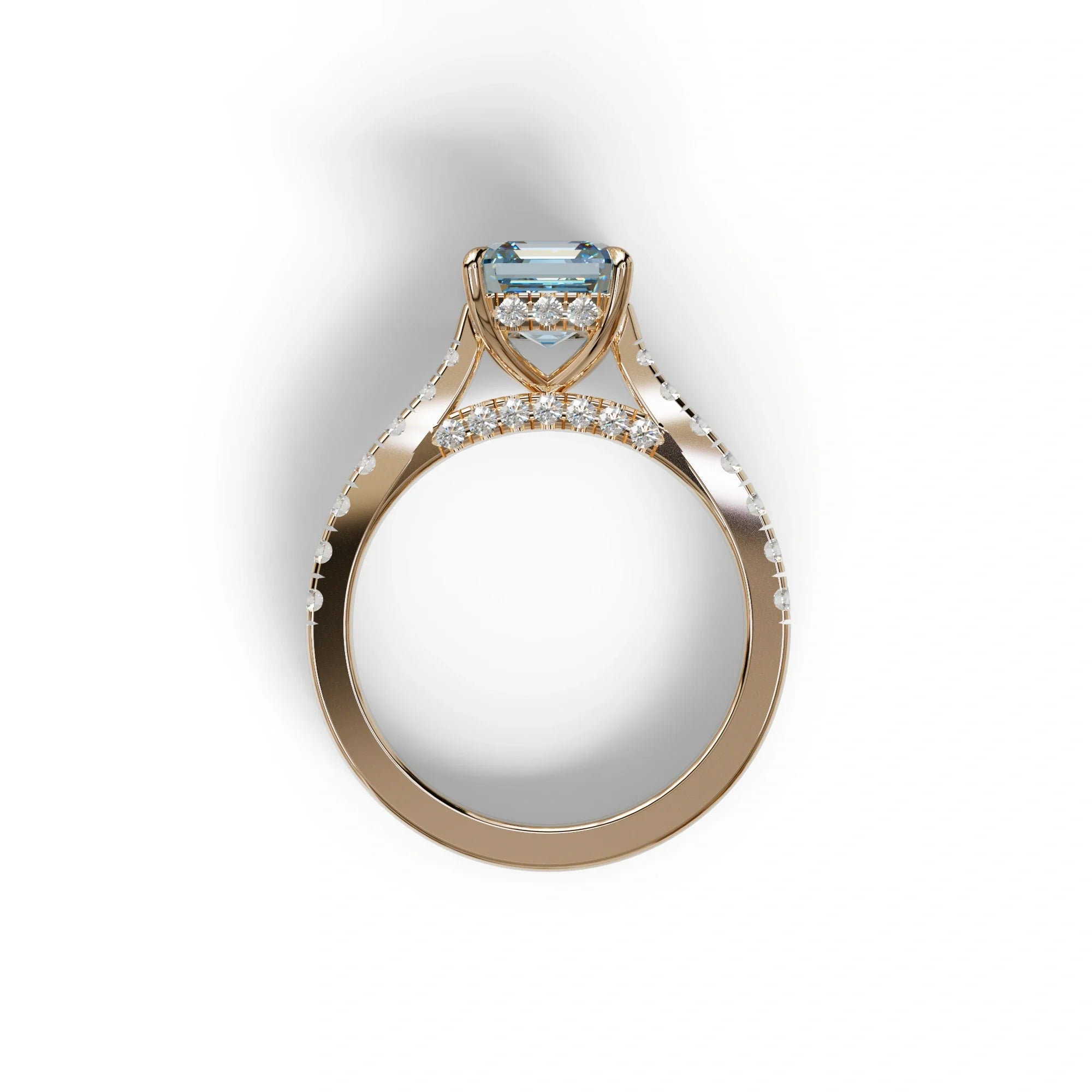 2 Carat Fancy Vivid Blue Asscher Cut Lab Grown Diamond Engagement Ring | Hidden Halo & Pave - Kay