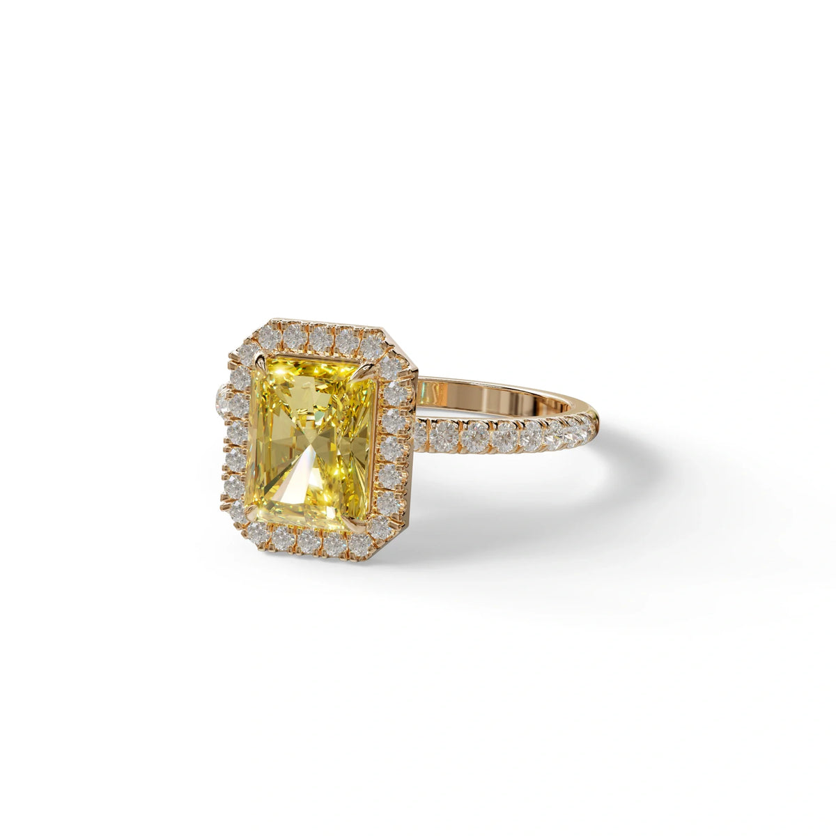 Yellow Radiant Cut Halo & Pave Lab Grown Diamond Engagement Ring - Madison