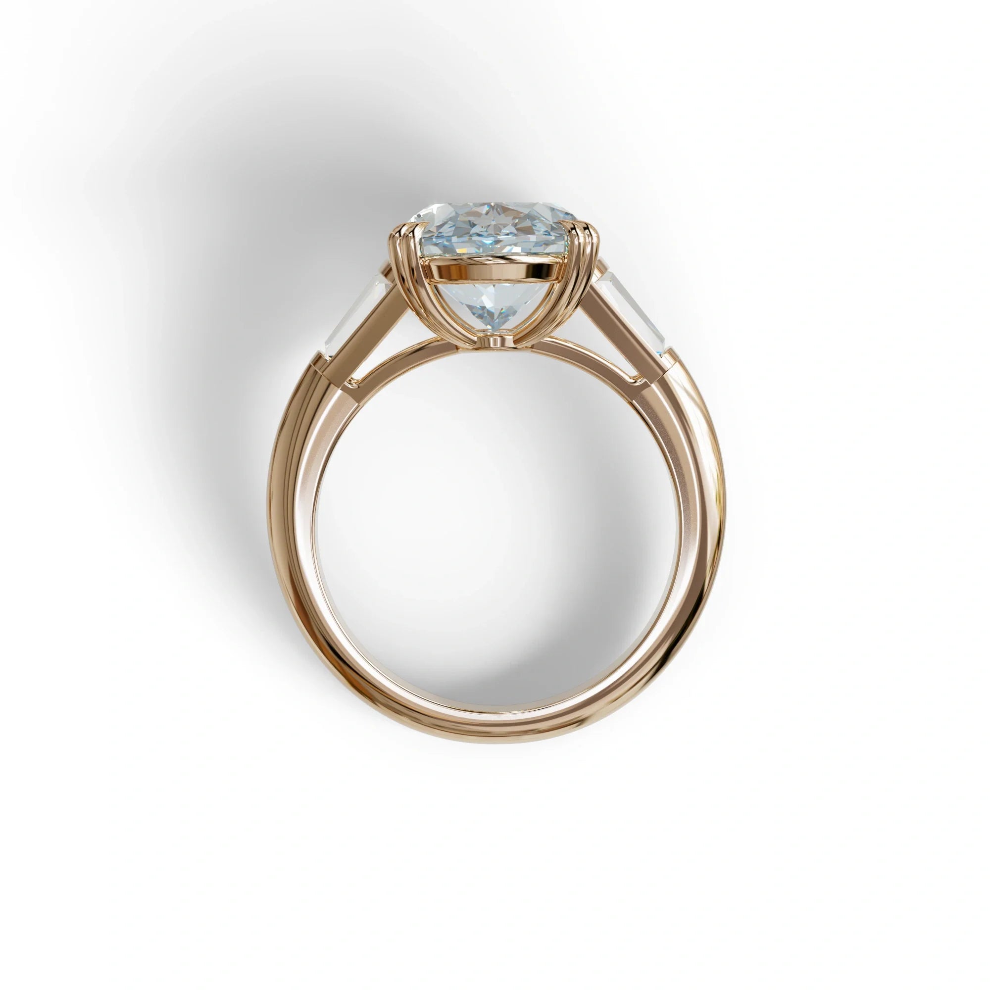 3 Carat Blue Oval & Baguette Lab Diamond Ring - Persi