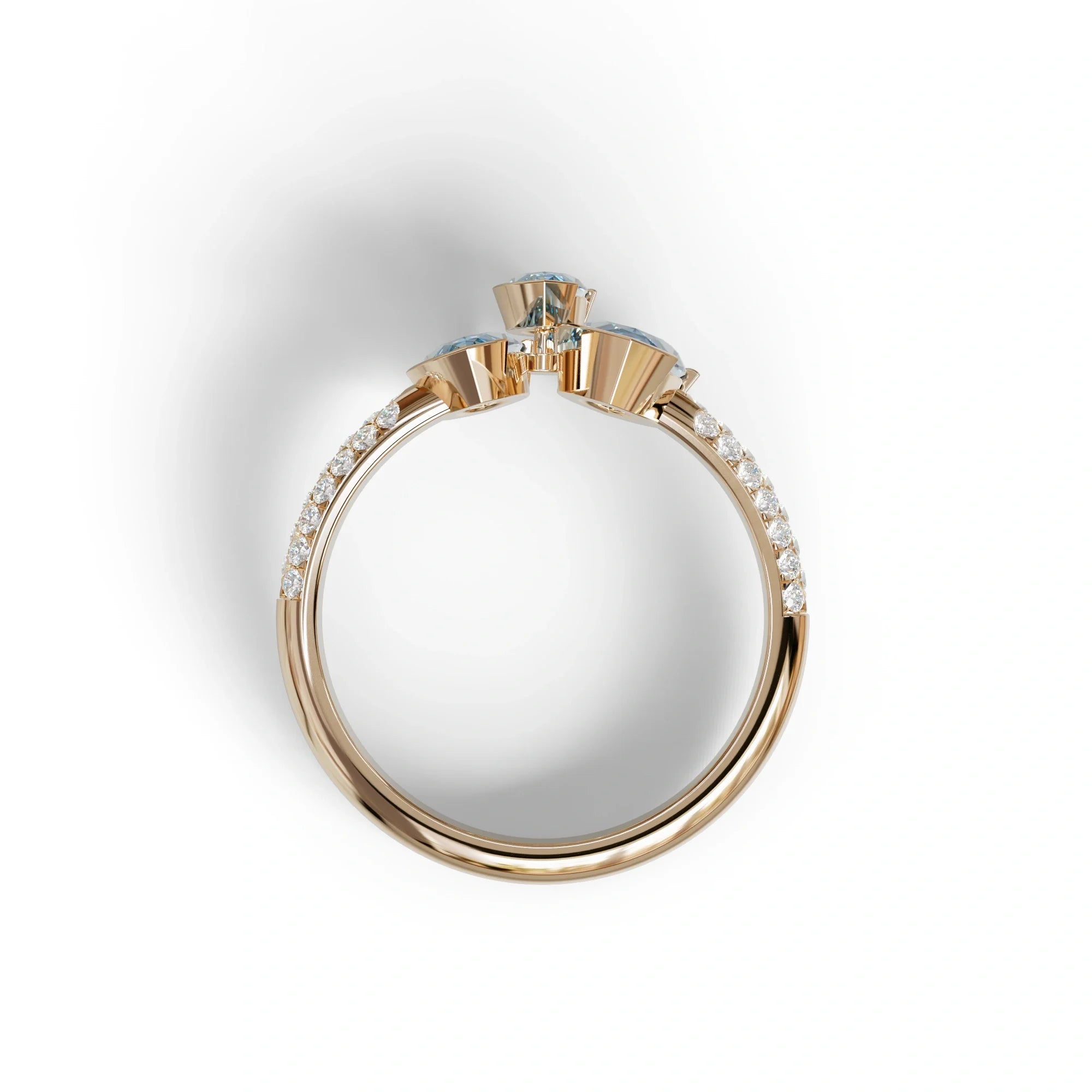 3 Stone 1.75 Ct Blue Marquise Cut Pave Setting Lab Diamond Ring - Dutch