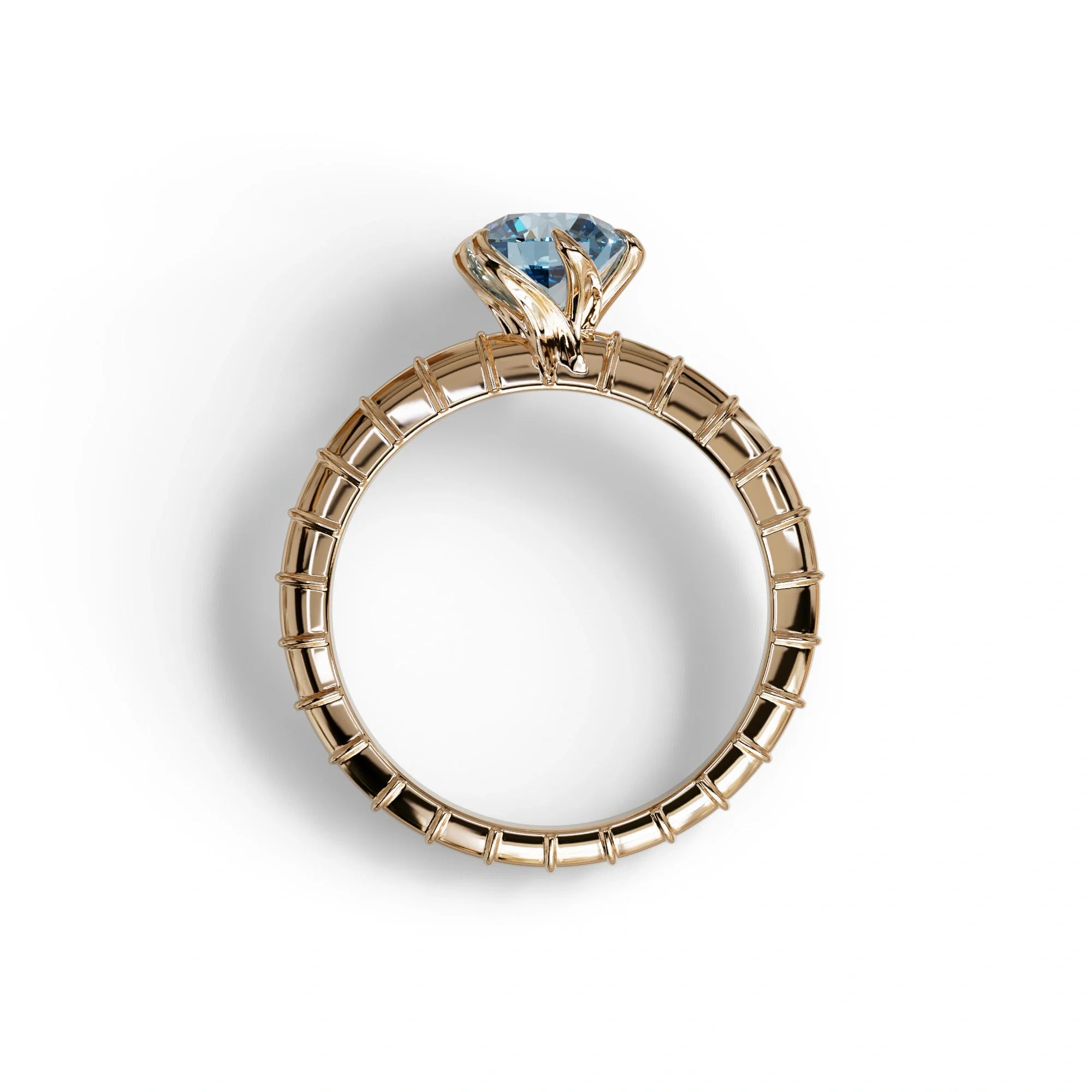 1 Carat Blue Round Cut Lab Diamond Ring - Hyper Glam