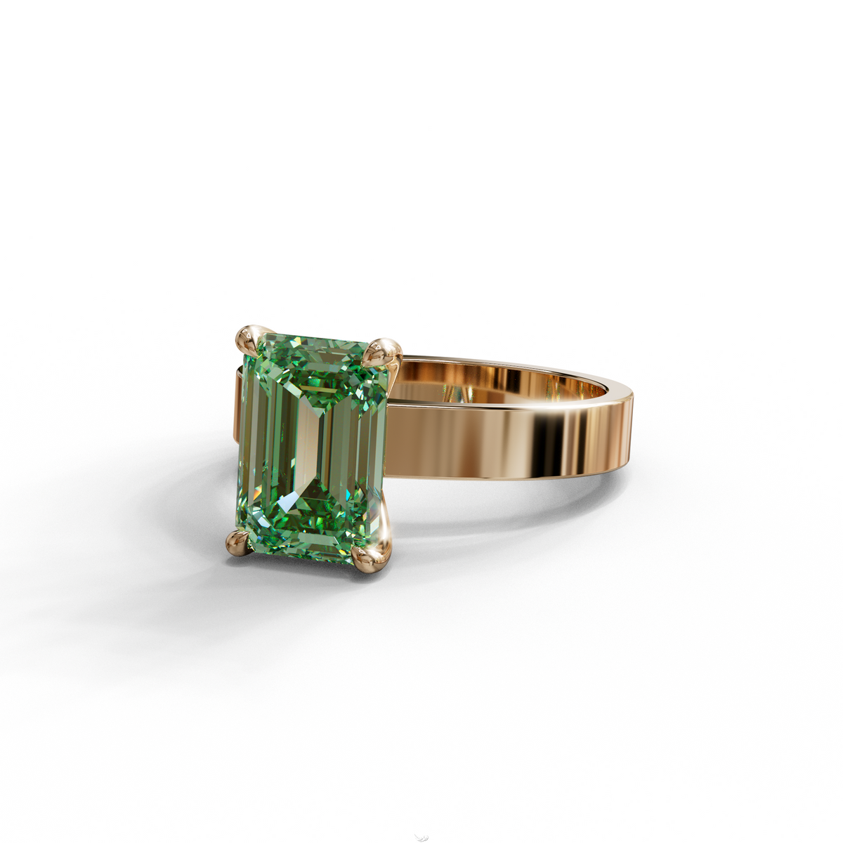 3 Carat Green Emerald Lab Grown Diamond Solitaire Engagement Ring - Zulu