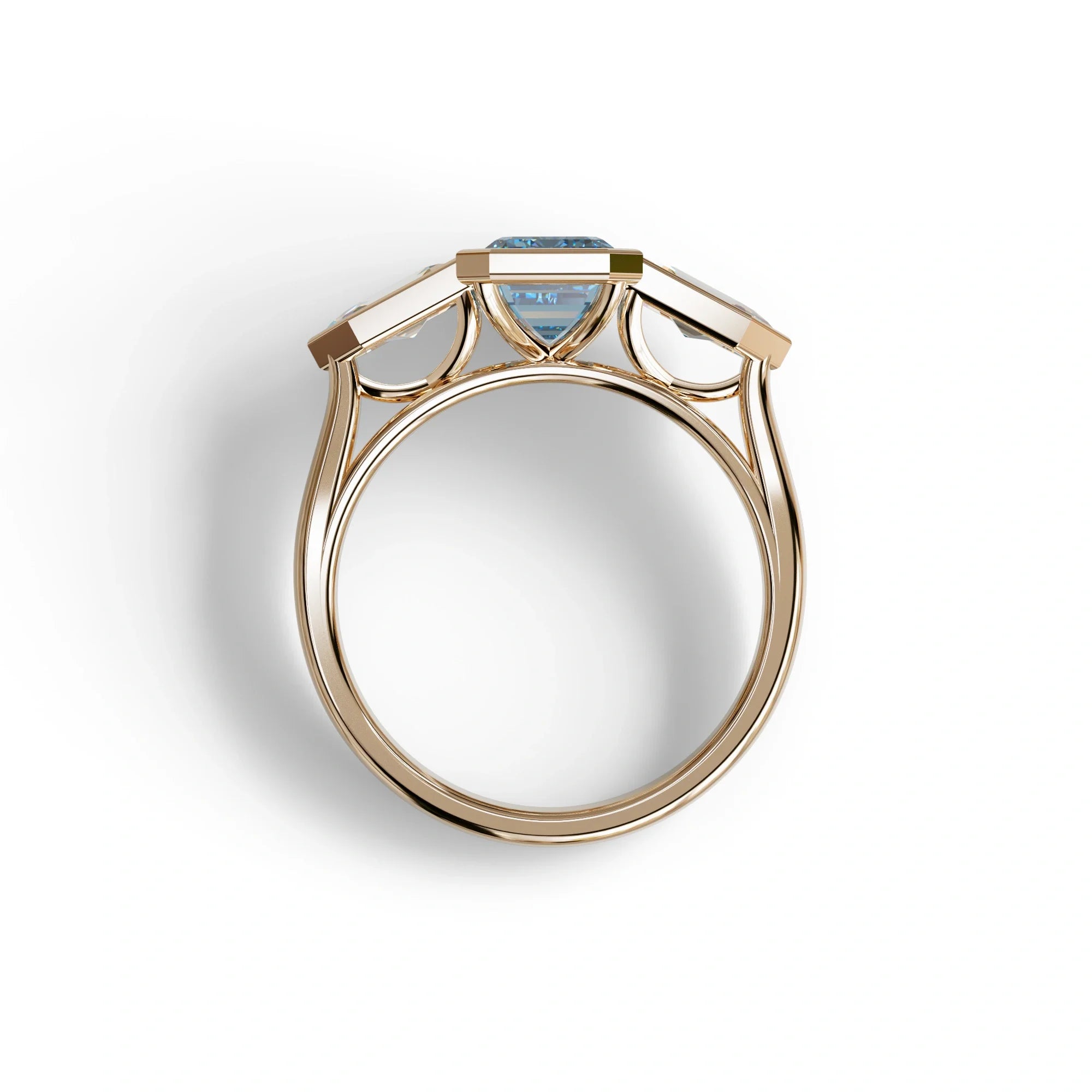 3 Ct Fancy Vivid Blue Emerald Cut Lab Diamond Ring - Lumons