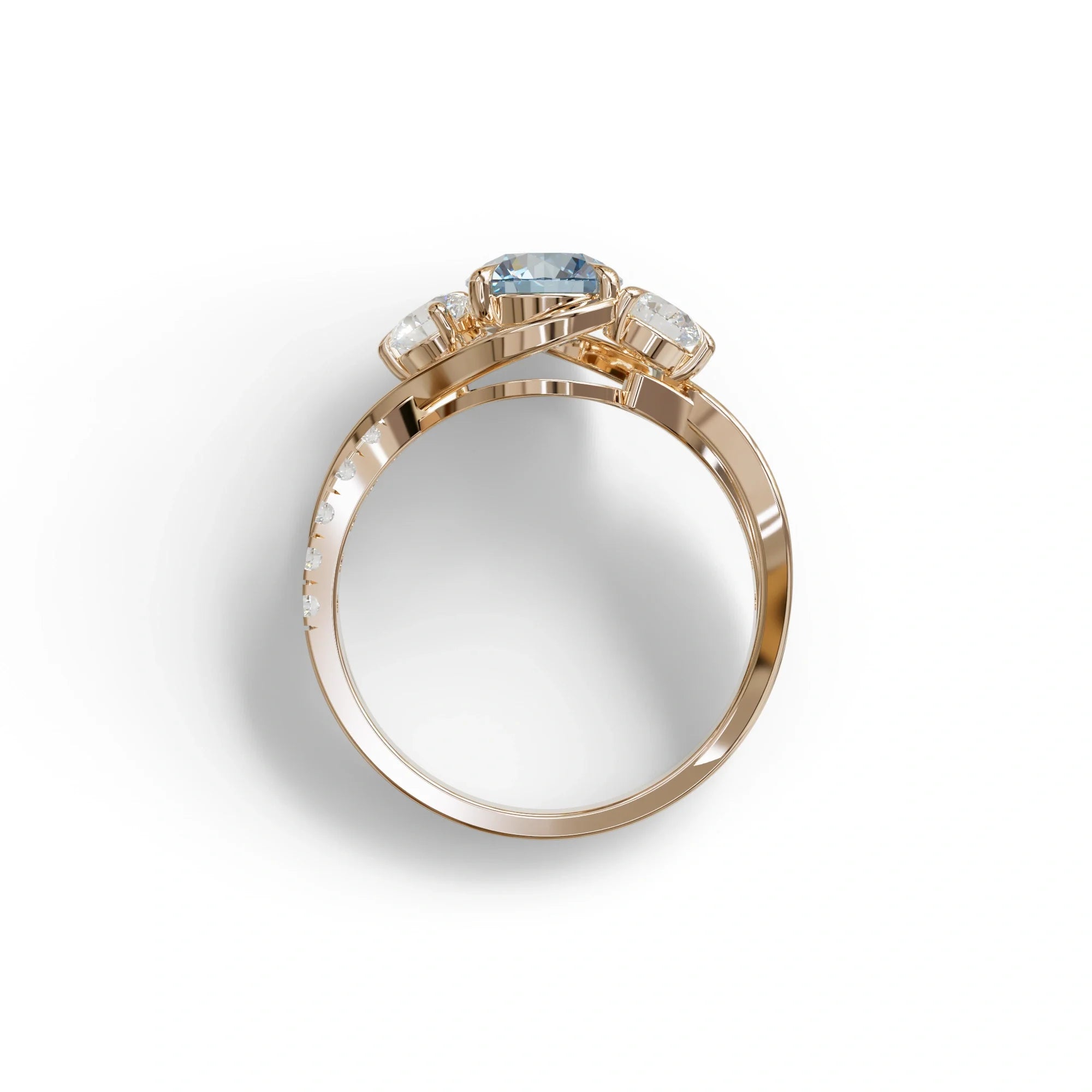 2 Carat Blue Lab Grown Diamond Round Engagement Ring - Giverny