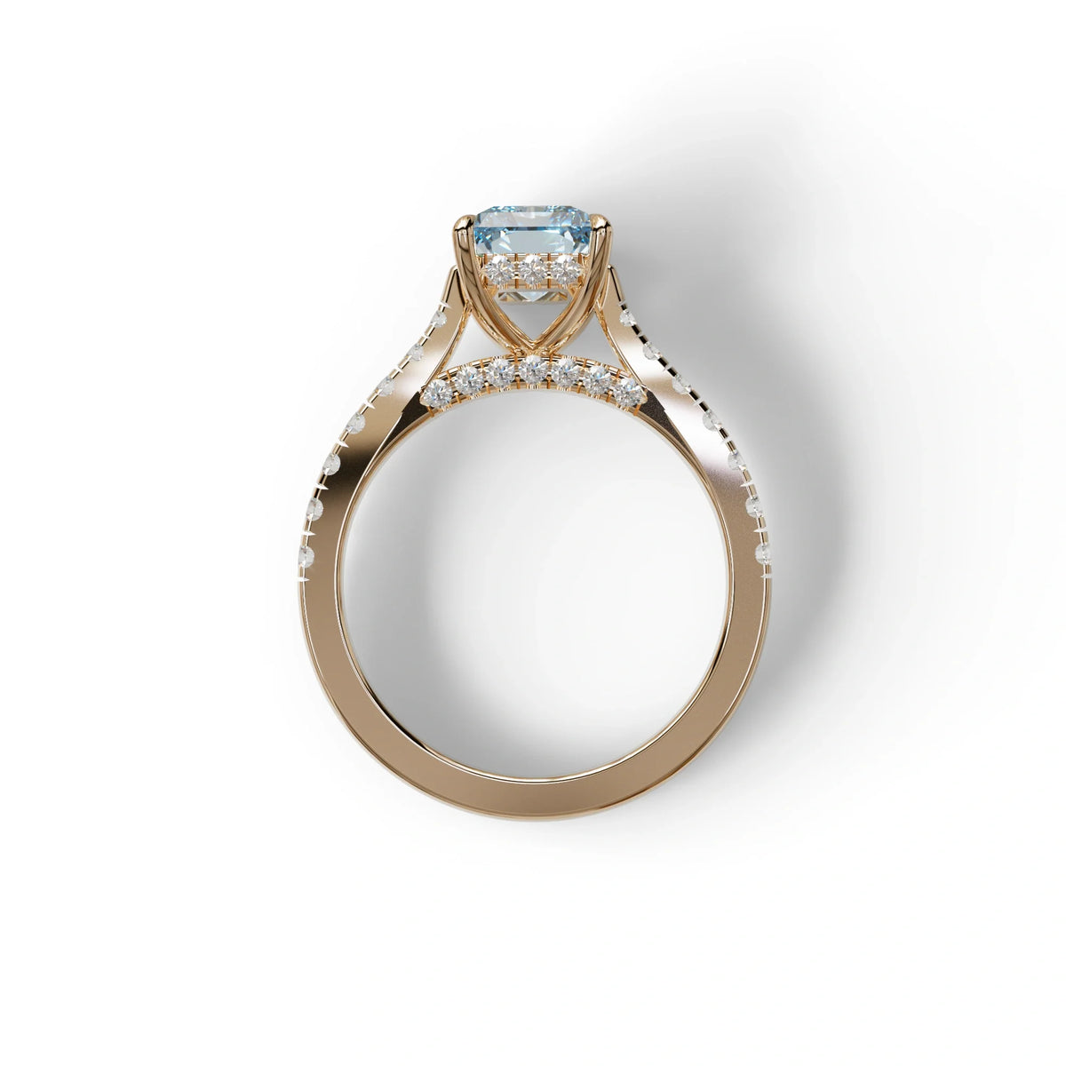 2 Carat Blue Radiant Cut Halo & Pave Lab Grown Diamond Ring- Asphalt