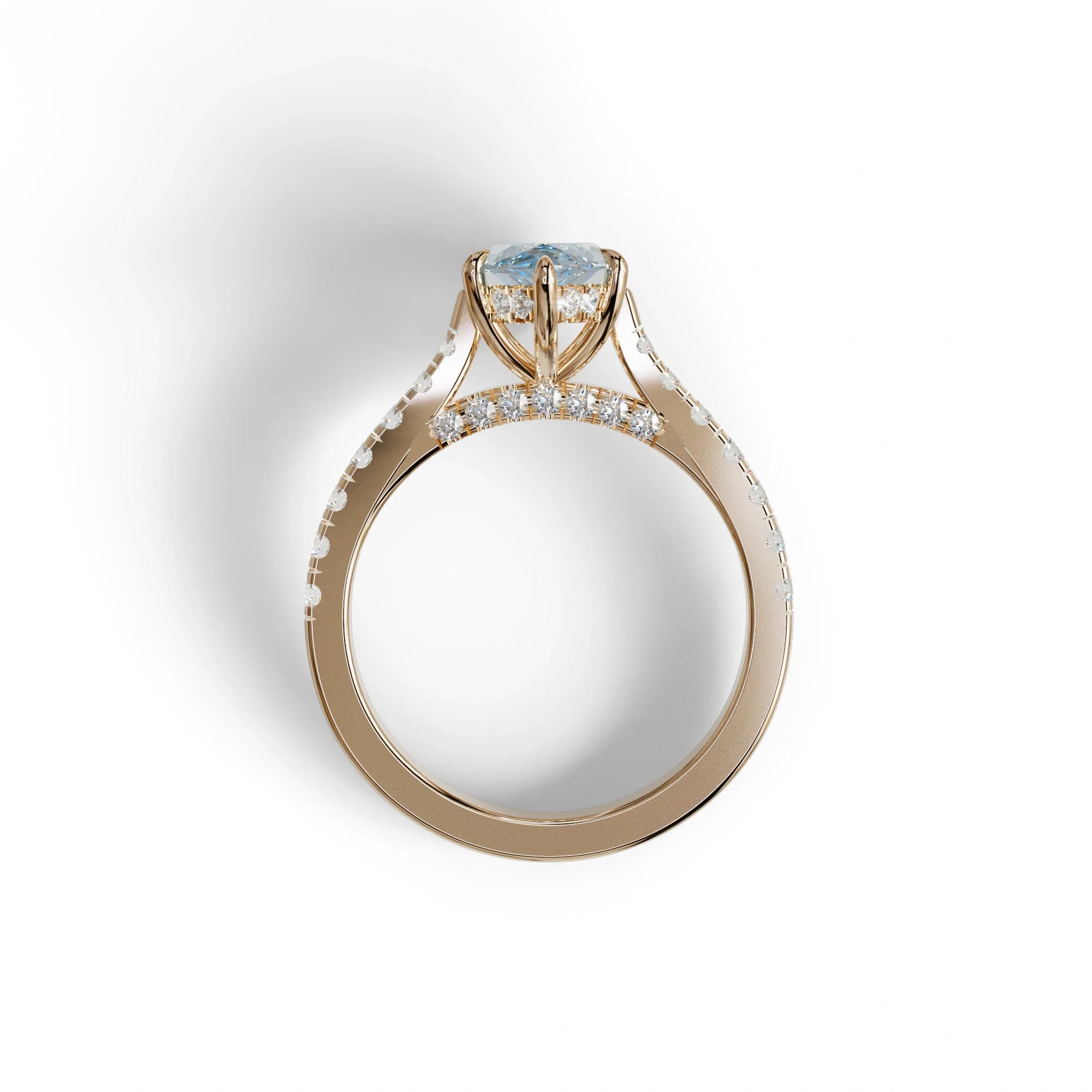 1.5 Carat Blue Marquise Cut Lab Diamond Hidden Halo & Pave Ring - Ash