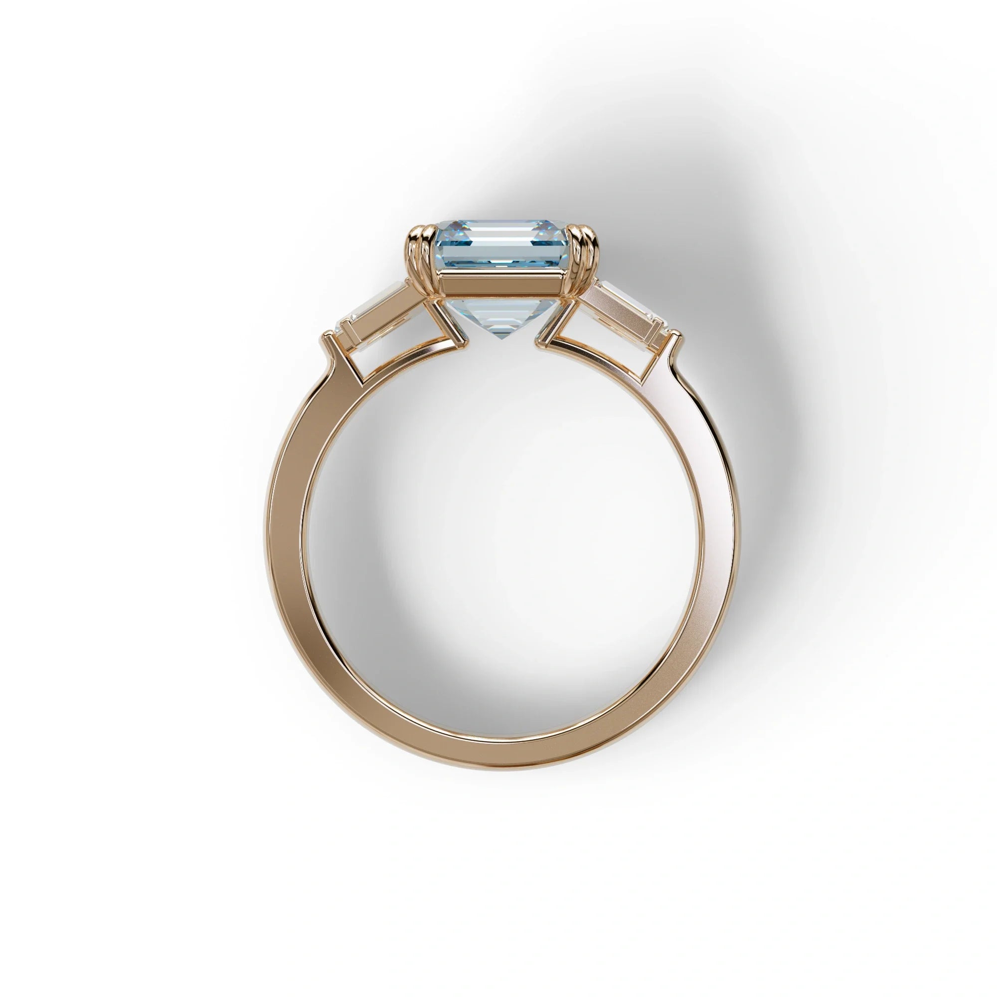 3 Ct Blue Asscher Cut Lab Diamond Double Claw Prong Setting Ring - Celestial