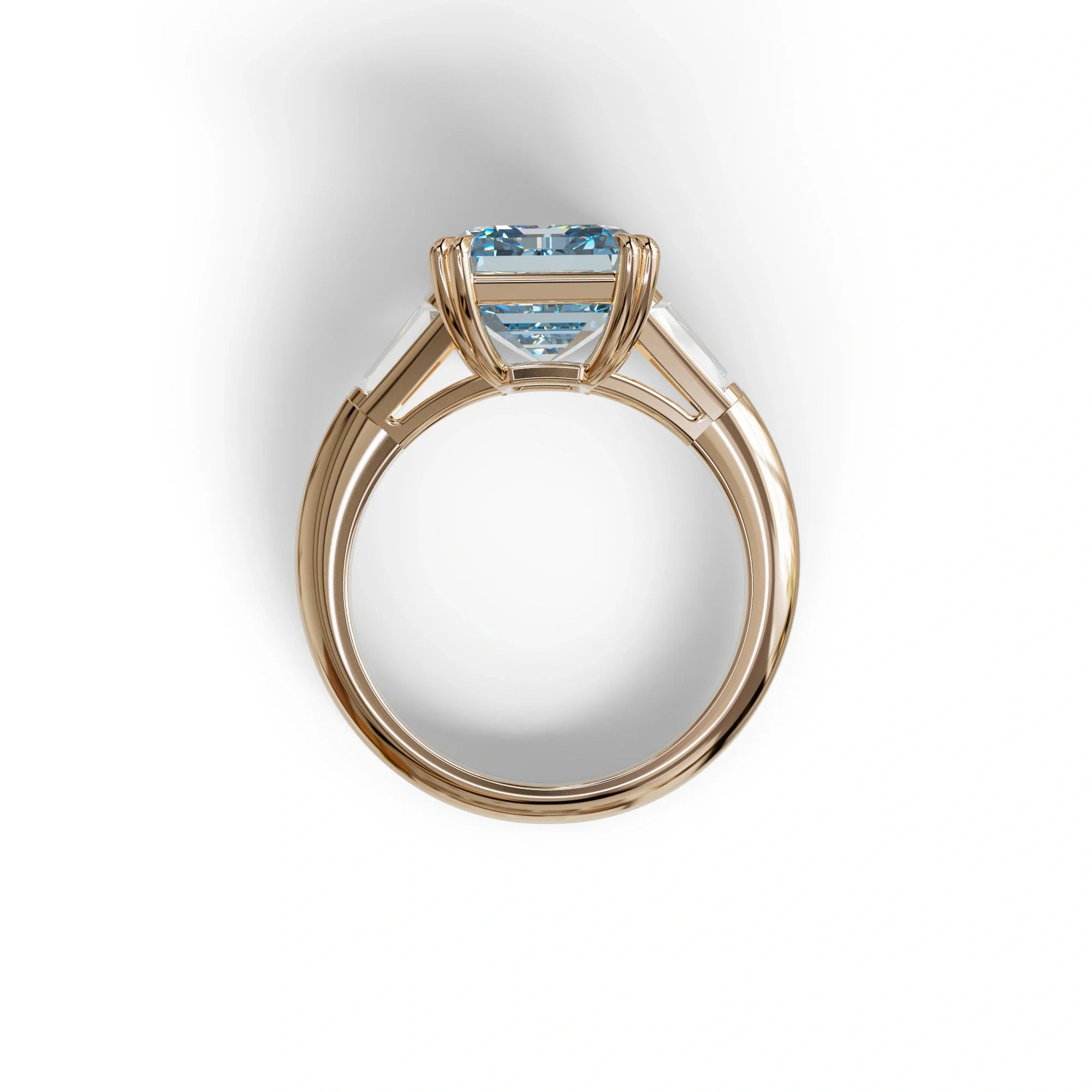 3 Carat Blue Emerald & Baguette Cut Multi Stone Lab Diamond Ring - Lami