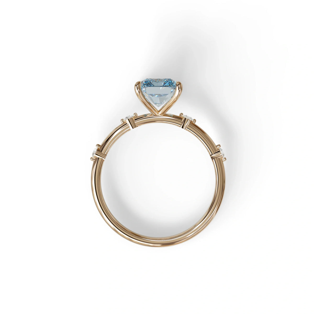 2 Ct Fancy Vivid Blue Radiant Cut Lab Grown Diamond Engagement Ring | Space-Chanel Setting - Elaria