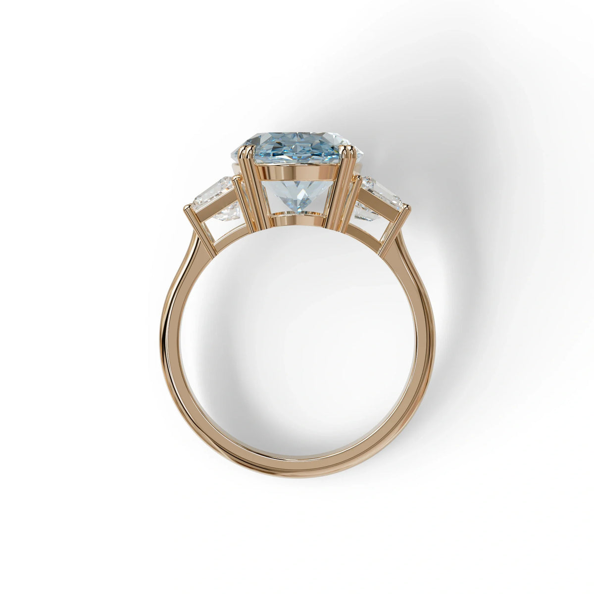 5 Carat Blue Lab Grown Diamond Engagement Ring · Oval Cut Three Stone | Solstice - view 8