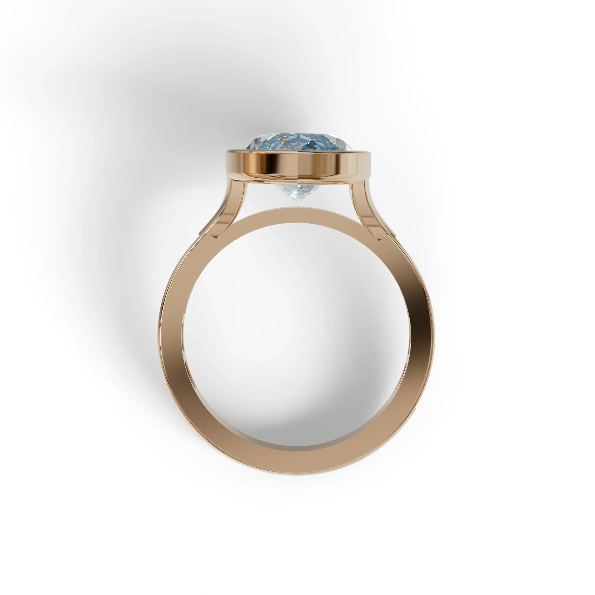 3 Ct Marquis Cut Blue Color Lab Diamond Ring With Bezel Set - Kayla