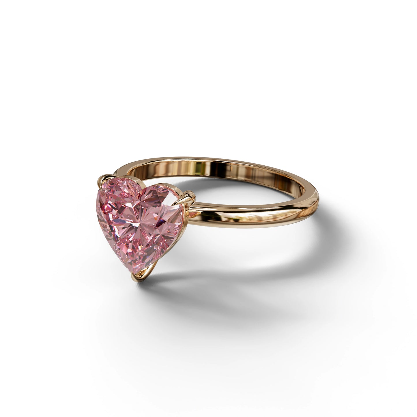 Fancy Pink Heart Cut Solitaire Lab Grown Diamond Engagement Ring - Mellow