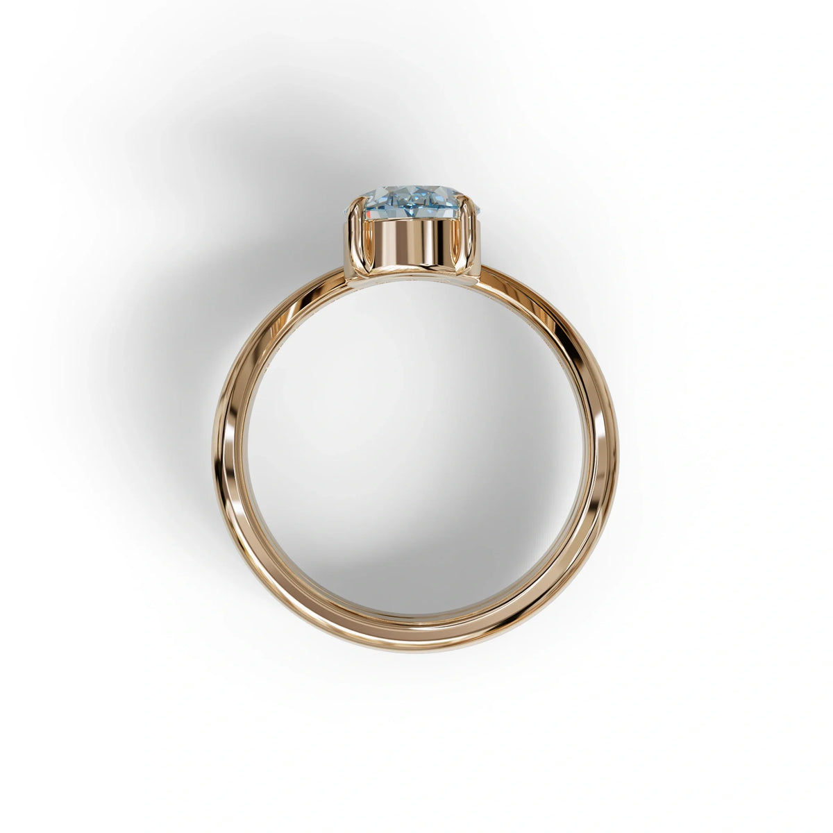 2 Carat Fancy Blue Oval Cut Lab Grown Diamond Ring | Curve Setting - Brilliance