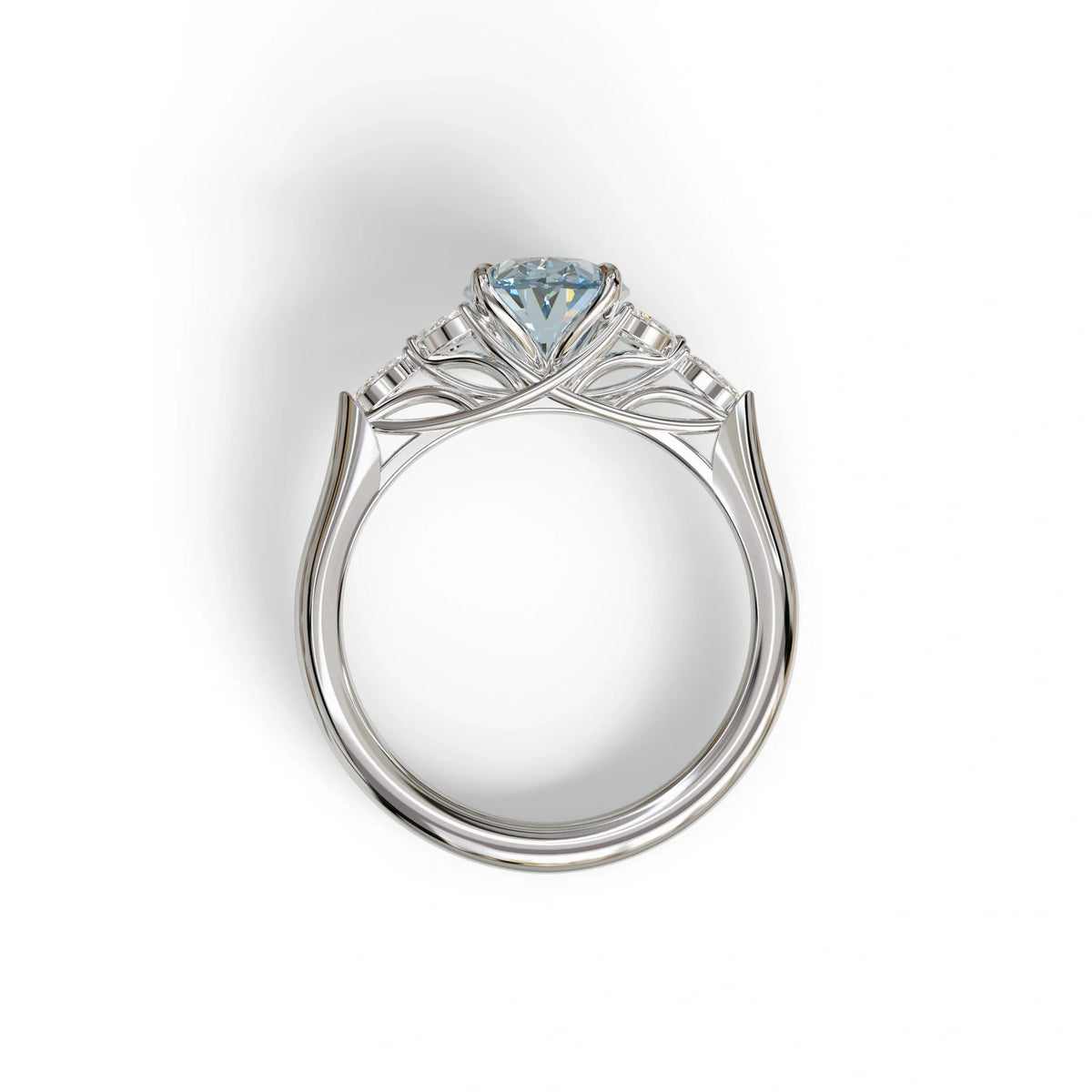 2.5 Carat Blue Lab Grown Diamond Engagement Ring · Oval Cut Nature-Inspired | Halcyon - view 8