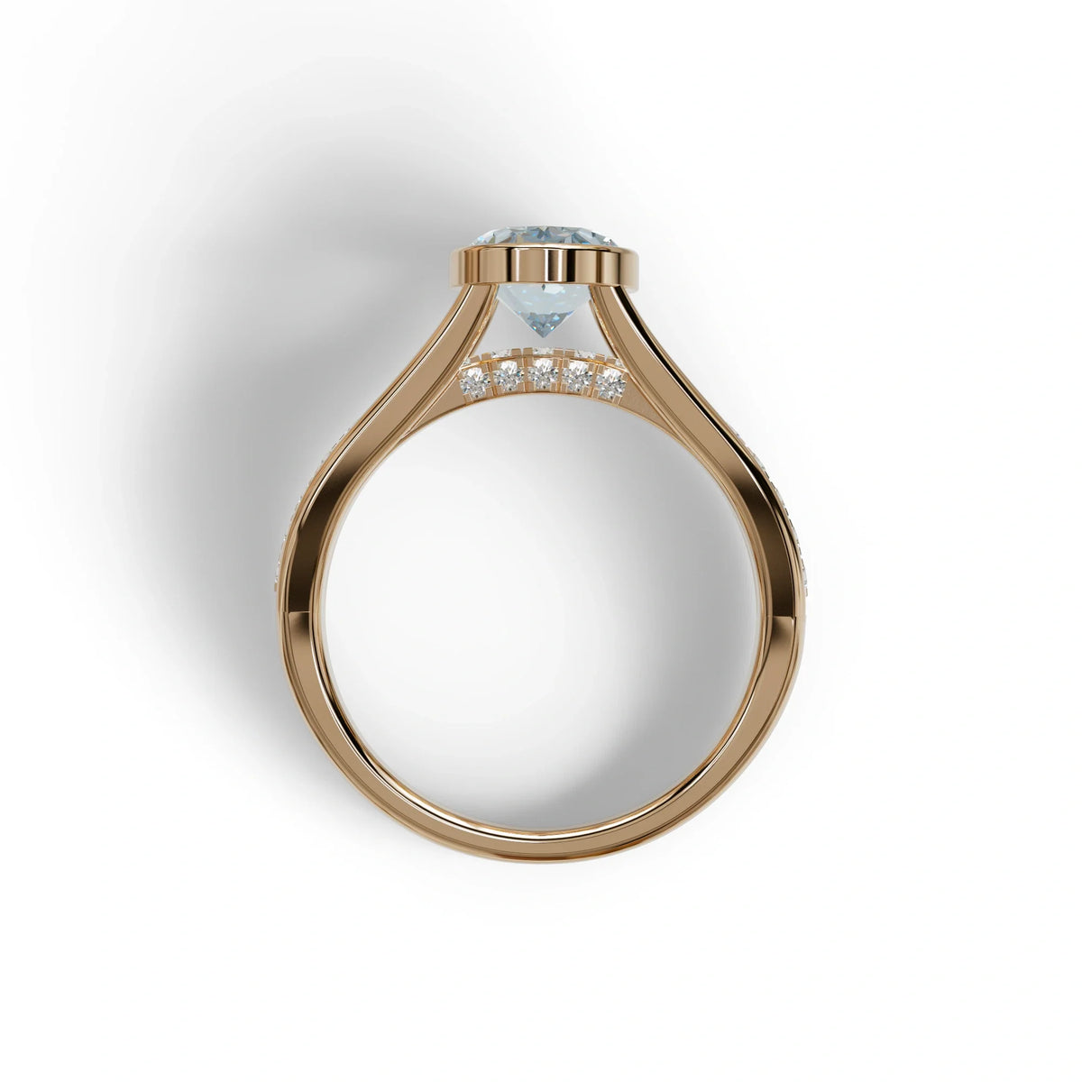3 carat Fancy Vivid Blue Oval Cut lab Diamond Engagement Ring - Prisma