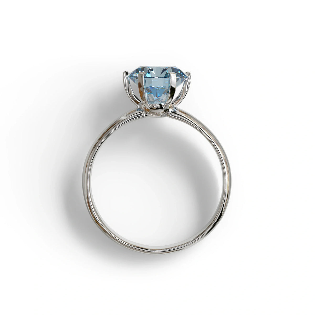 2 Carat Blue Round Cut Solitaire Lab Diamond Ring - Fury