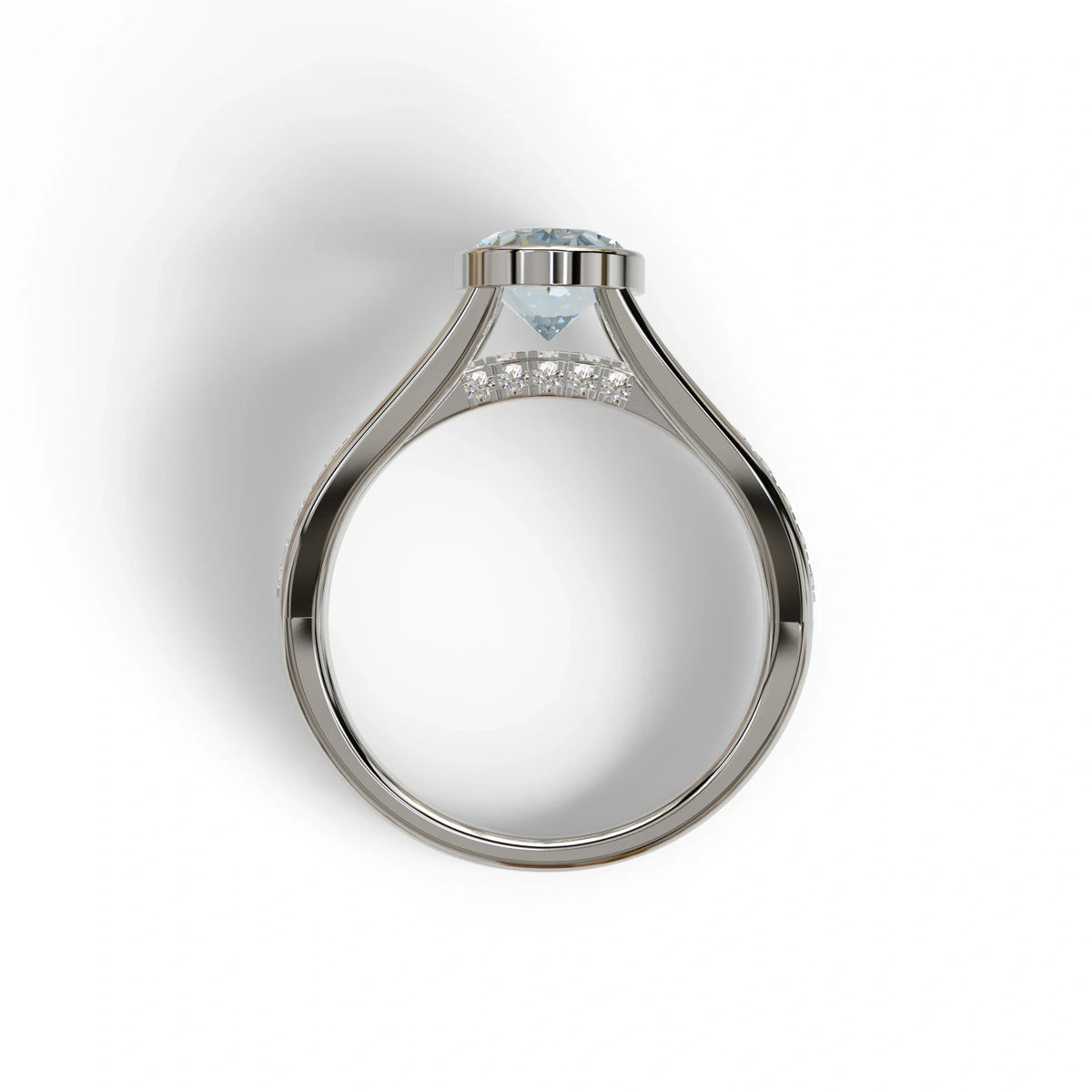 3 carat Fancy Vivid Blue Oval Cut lab Diamond Engagement Ring - Prisma