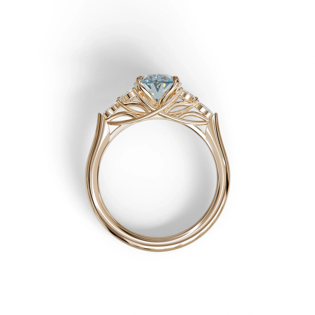 2.5 Carat Blue Lab Grown Diamond Engagement Ring · Oval Cut Nature-Inspired | Halcyon - view 9