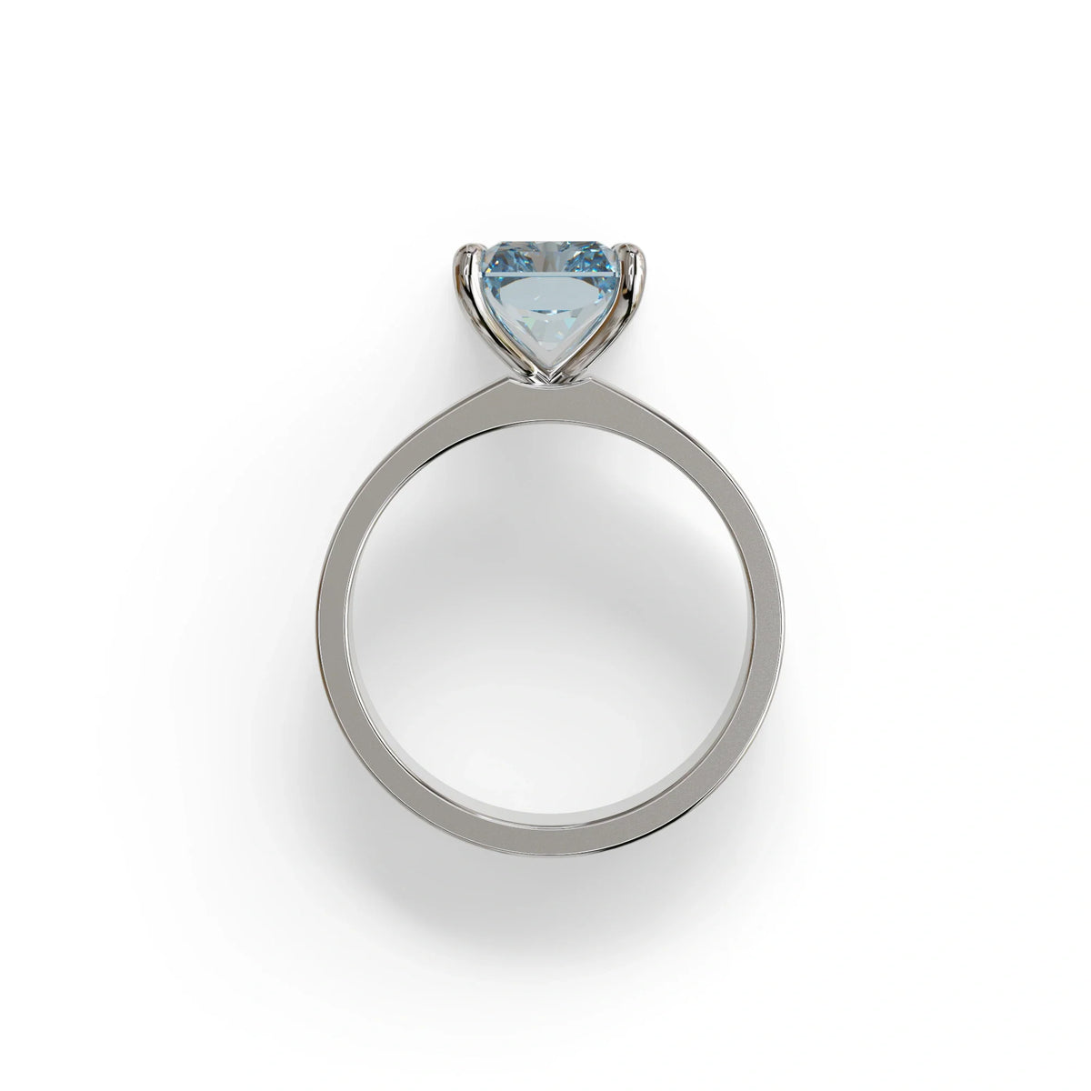 4Ct Blue Radiant Cut Lab Grown Diamond Solitaire Engagement Ring - Crownfire