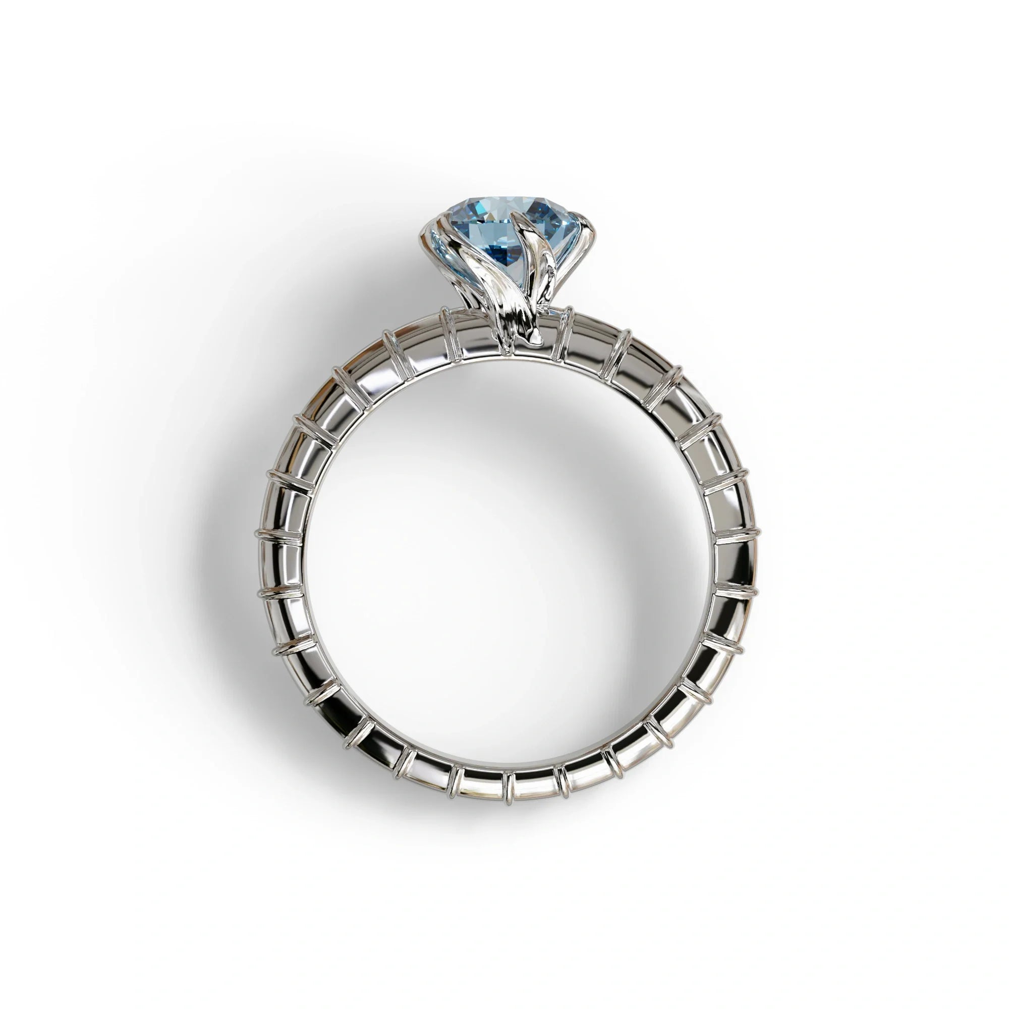 1 Carat Blue Round Cut Lab Diamond Ring - Hyper Glam