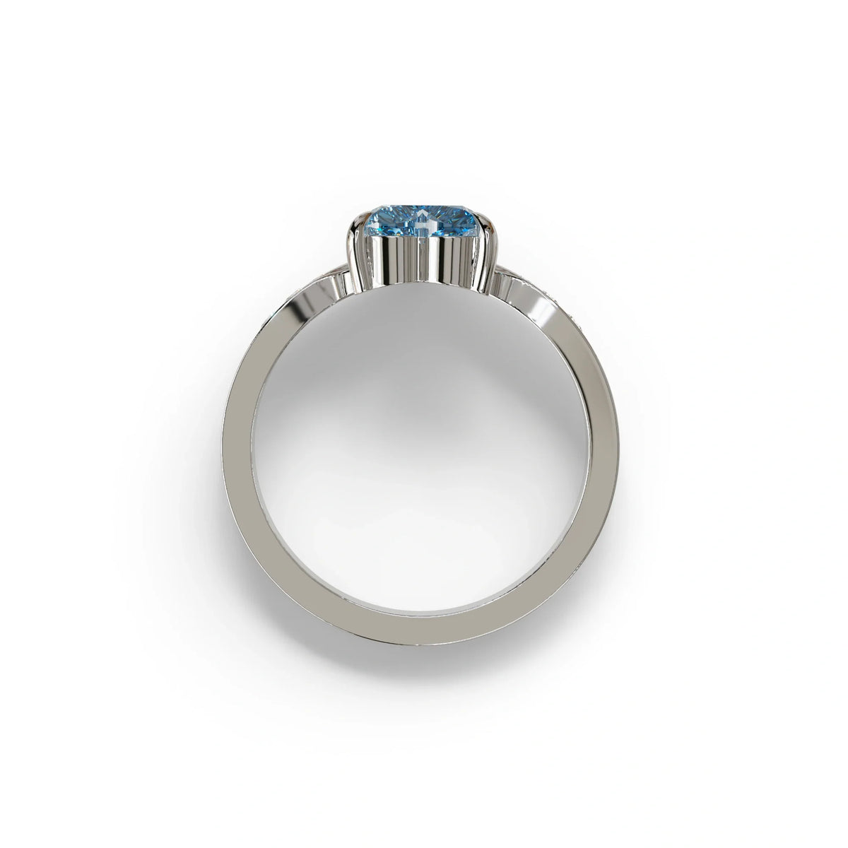Blue Heart Shape Lab Grown Diamond Engagement Ring - Moise