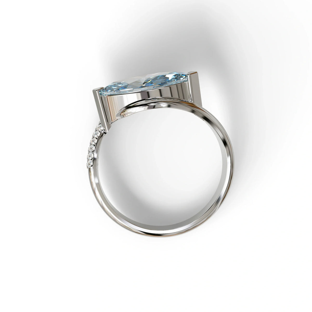 2 Carat Fancy Vivid Blue Marquise Cut Lab Grown Diamond Engagement Ring - Maya