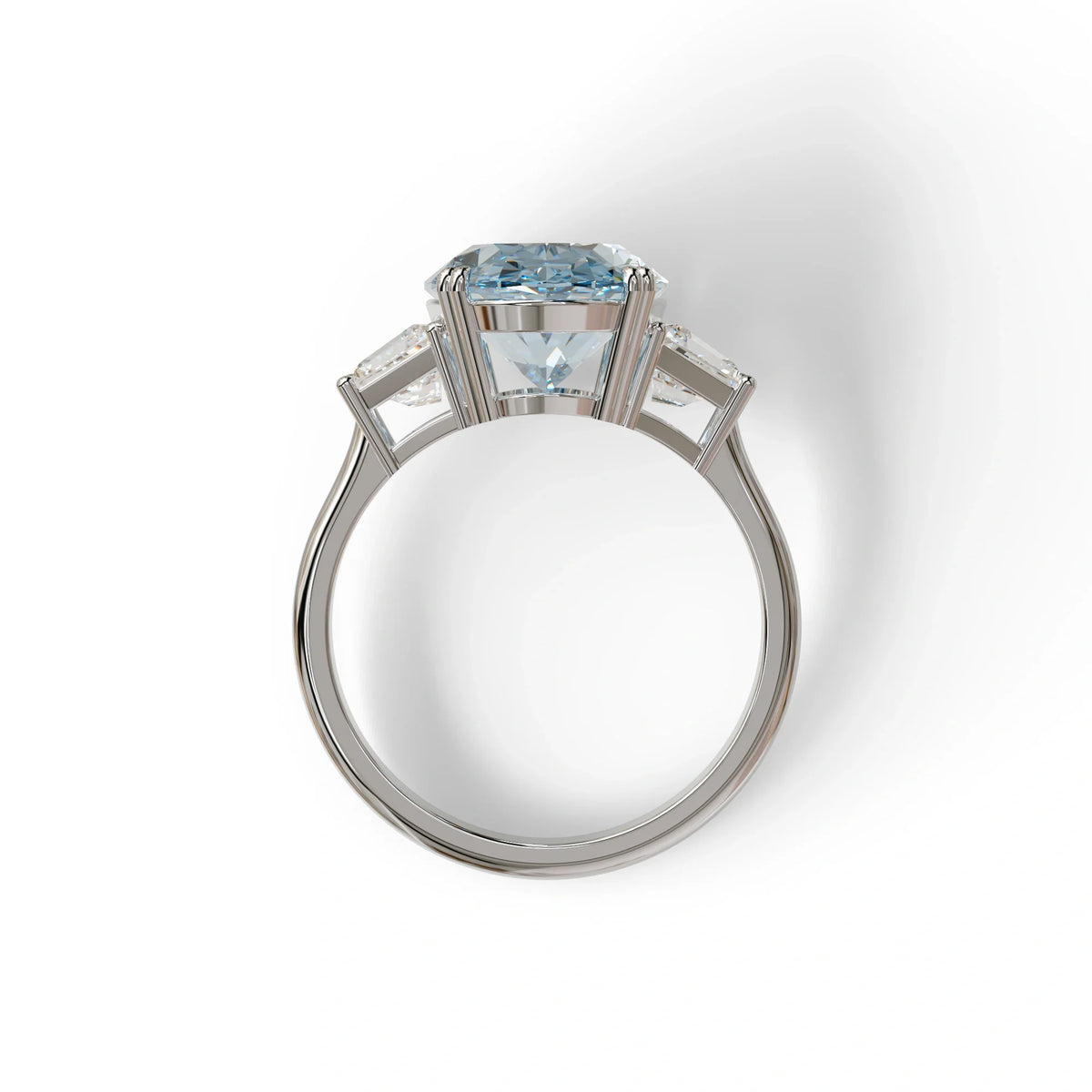 5 Carat Blue Lab Grown Diamond Engagement Ring · Oval Cut Three Stone | Solstice - view 9