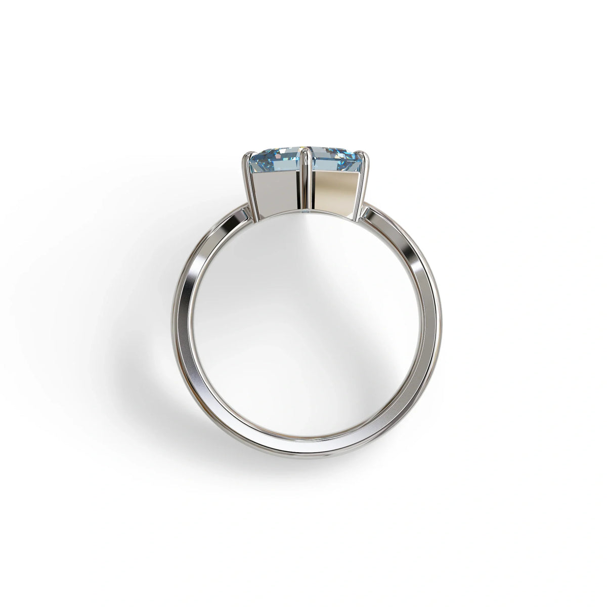 2 Ct Fancy Vivid Blue Asscher Cut Lab Diamond Solitaire Engagement Ring - Louily